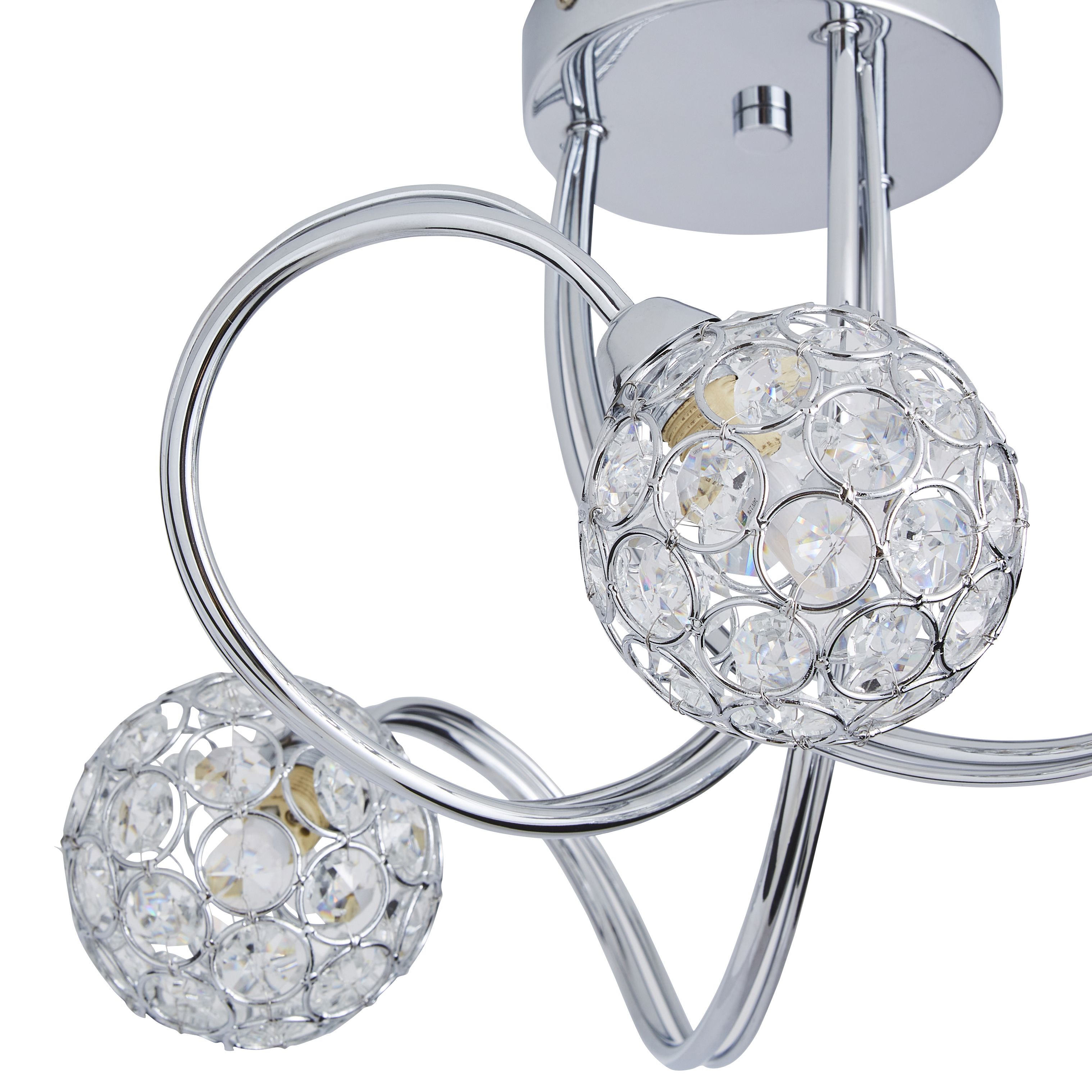 The Lighting Edit Ida Crystal Glass & metal Chrome effect 3 Lamp LED Ceiling light