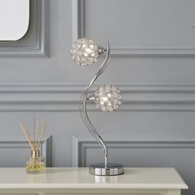 The Lighting Edit Ida Crystal spiral Chrome effect Table lamp