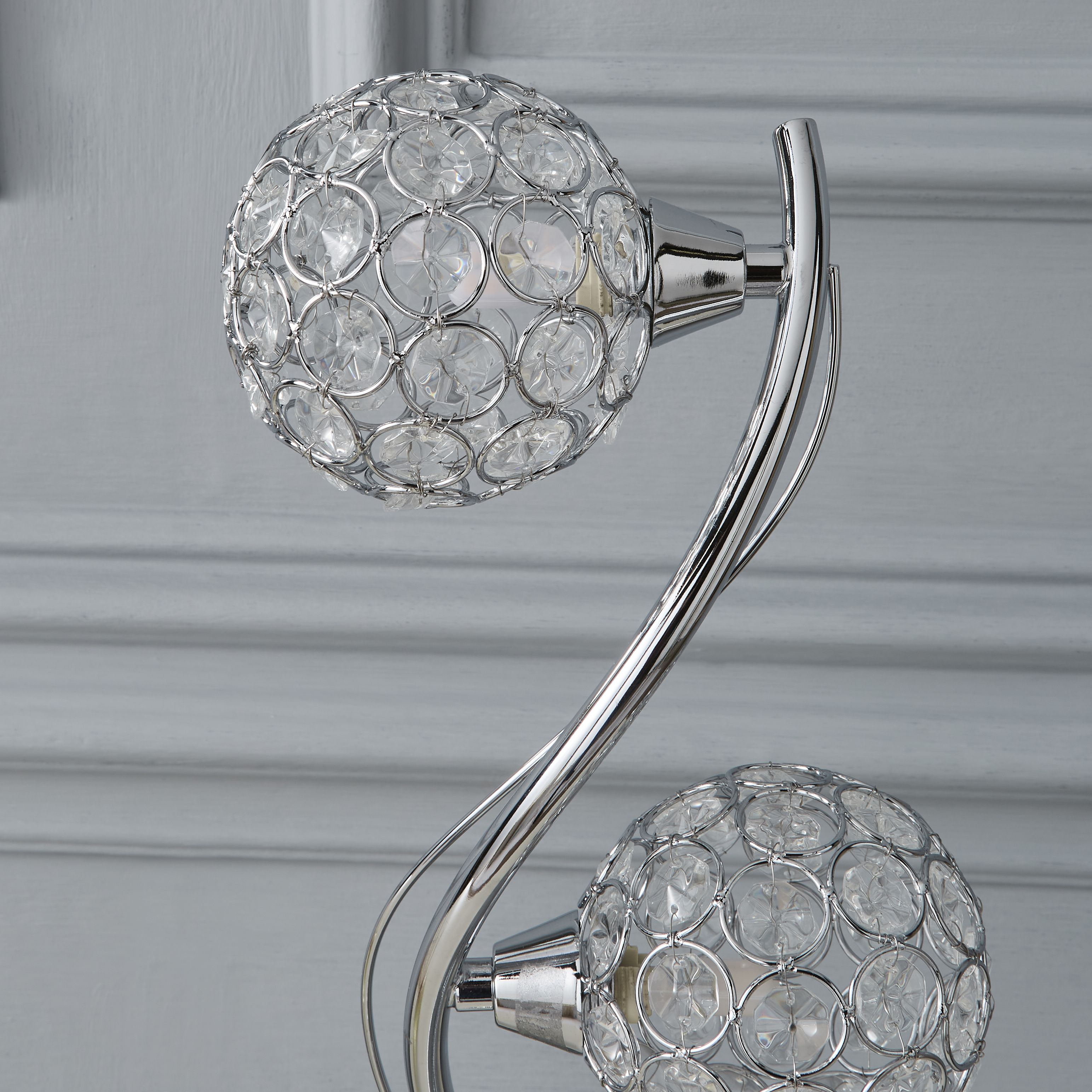 The Lighting Edit Ida Crystal spiral Chrome effect Table lamp