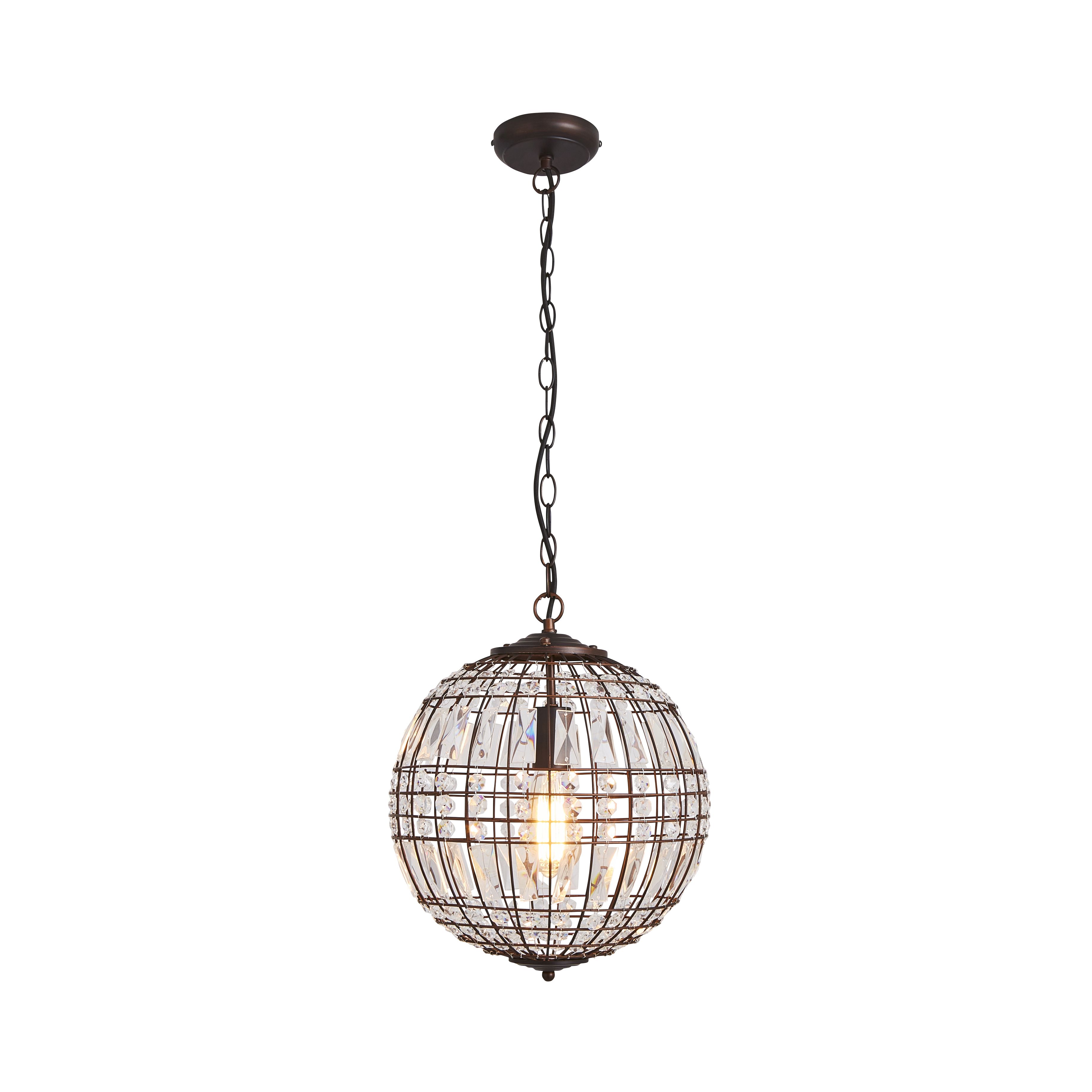 The Lighting Edit Kien Crystal Matt bronze effect LED Pendant ceiling light, (Dia)335mm