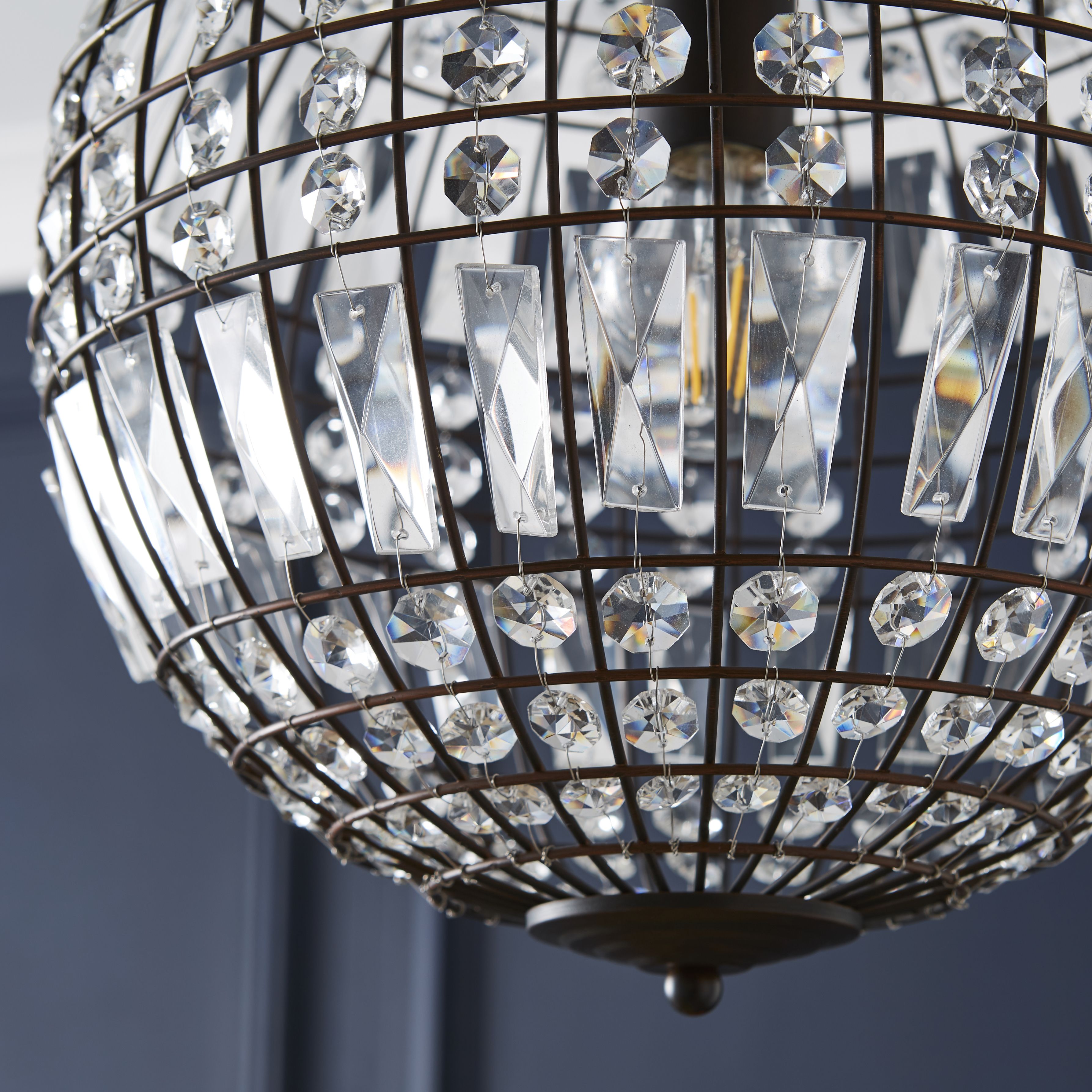 The Lighting Edit Kien Crystal Matt bronze effect LED Pendant ceiling light, (Dia)335mm