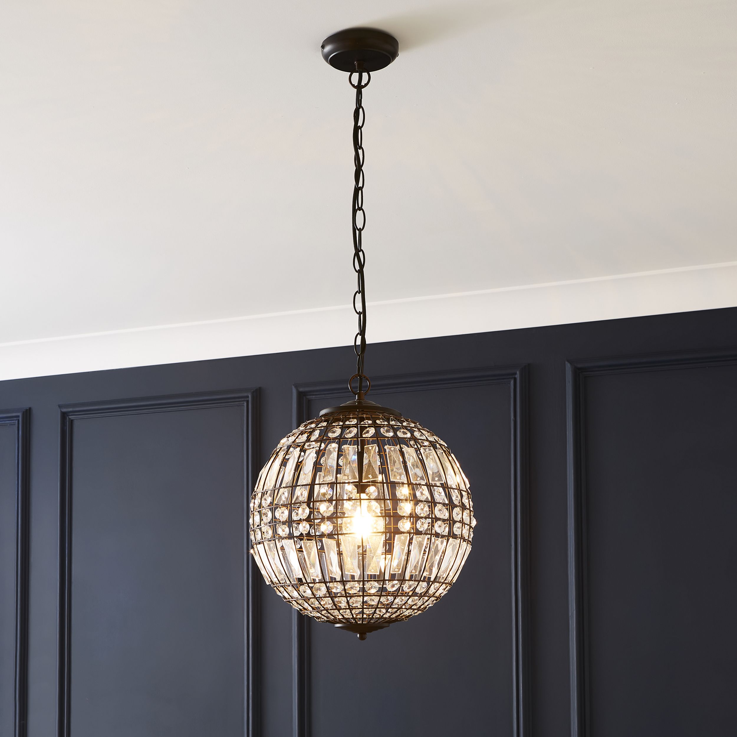 The Lighting Edit Kien Crystal Matt bronze effect LED Pendant ceiling light, (Dia)335mm