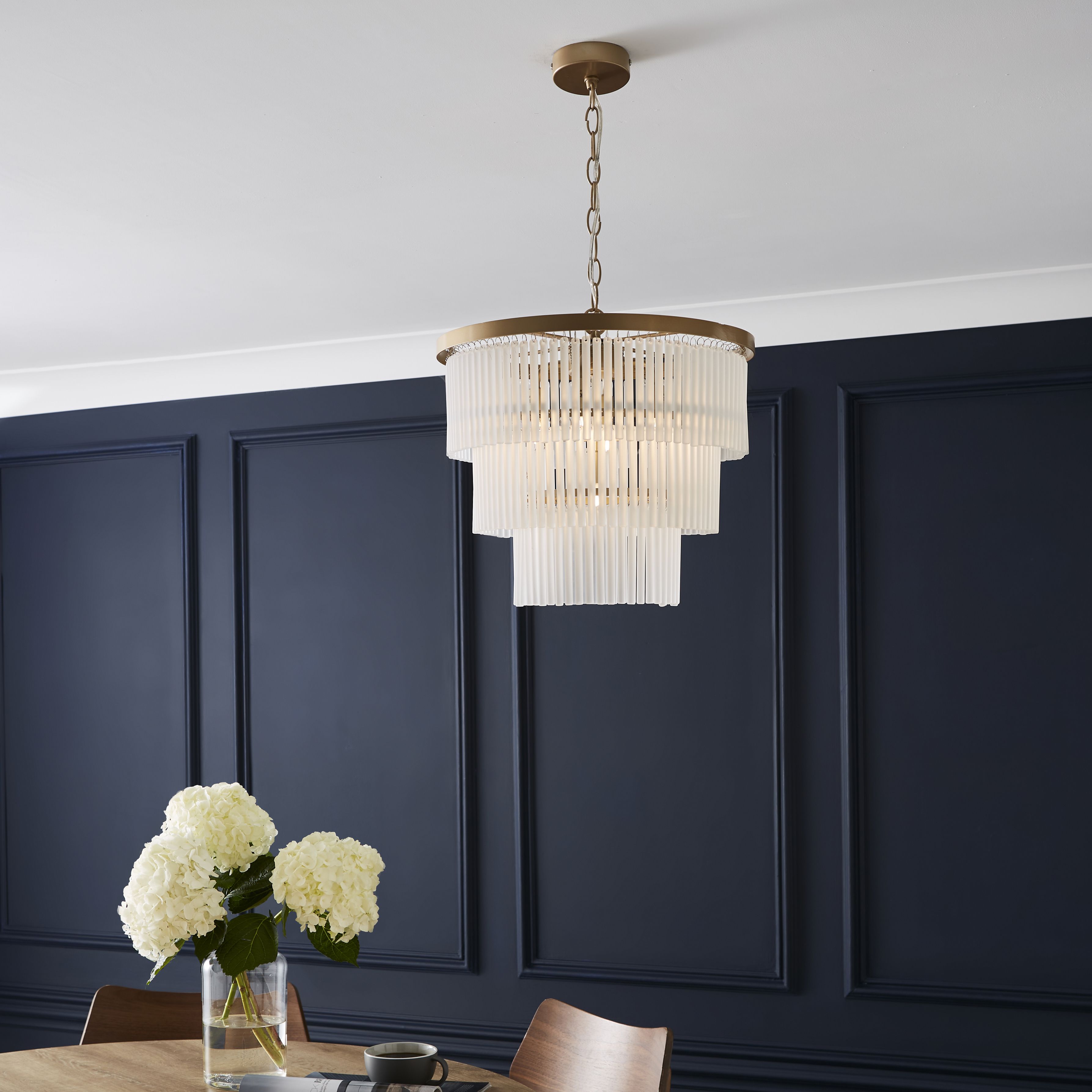 The Lighting Edit Kuip Panel Gloss Champagne Bronze effect 5 Lamp LED Pendant ceiling light, (Dia)400mm