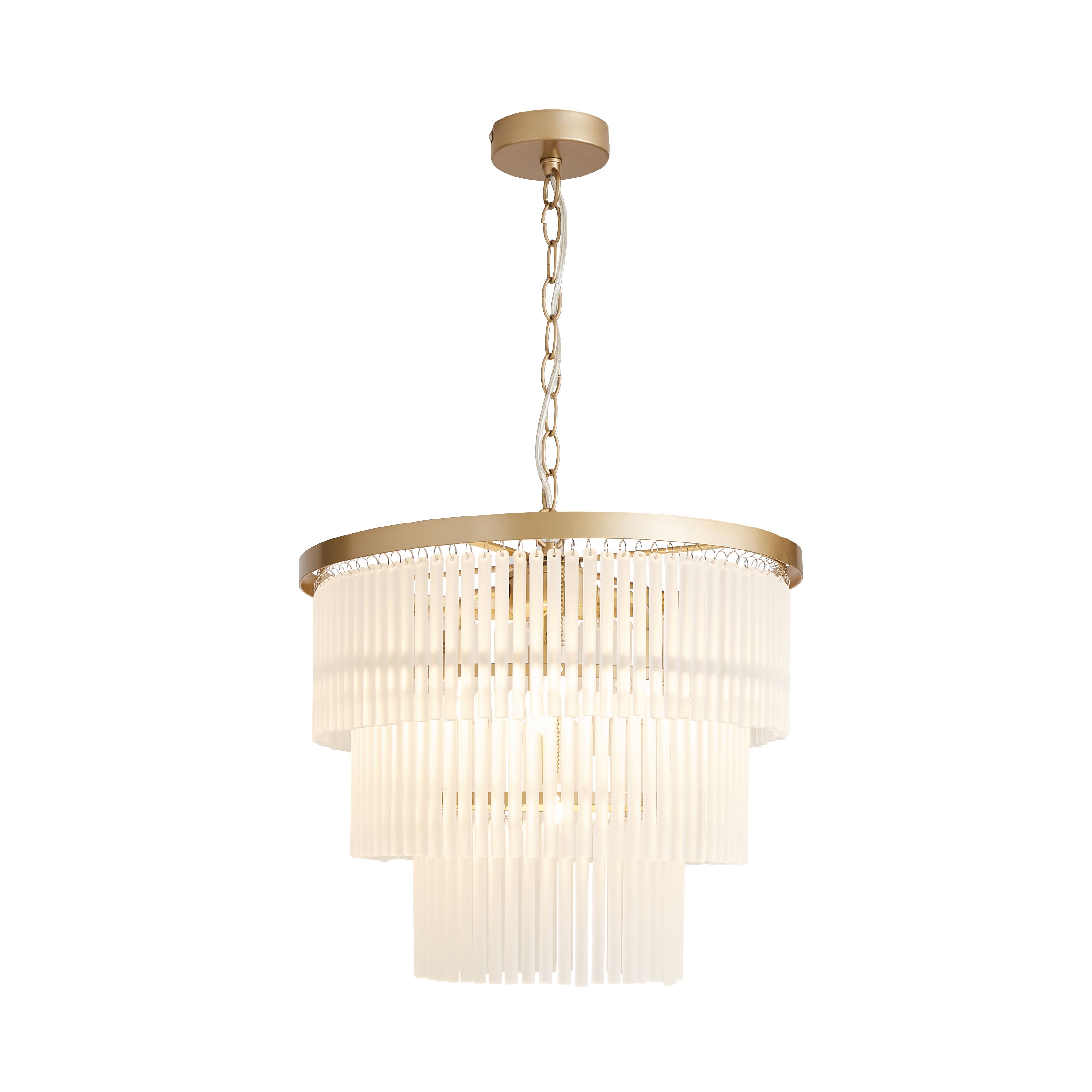The Lighting Edit Kuip Panel Gloss Champagne Bronze effect 5 Lamp LED Pendant ceiling light, (Dia)400mm