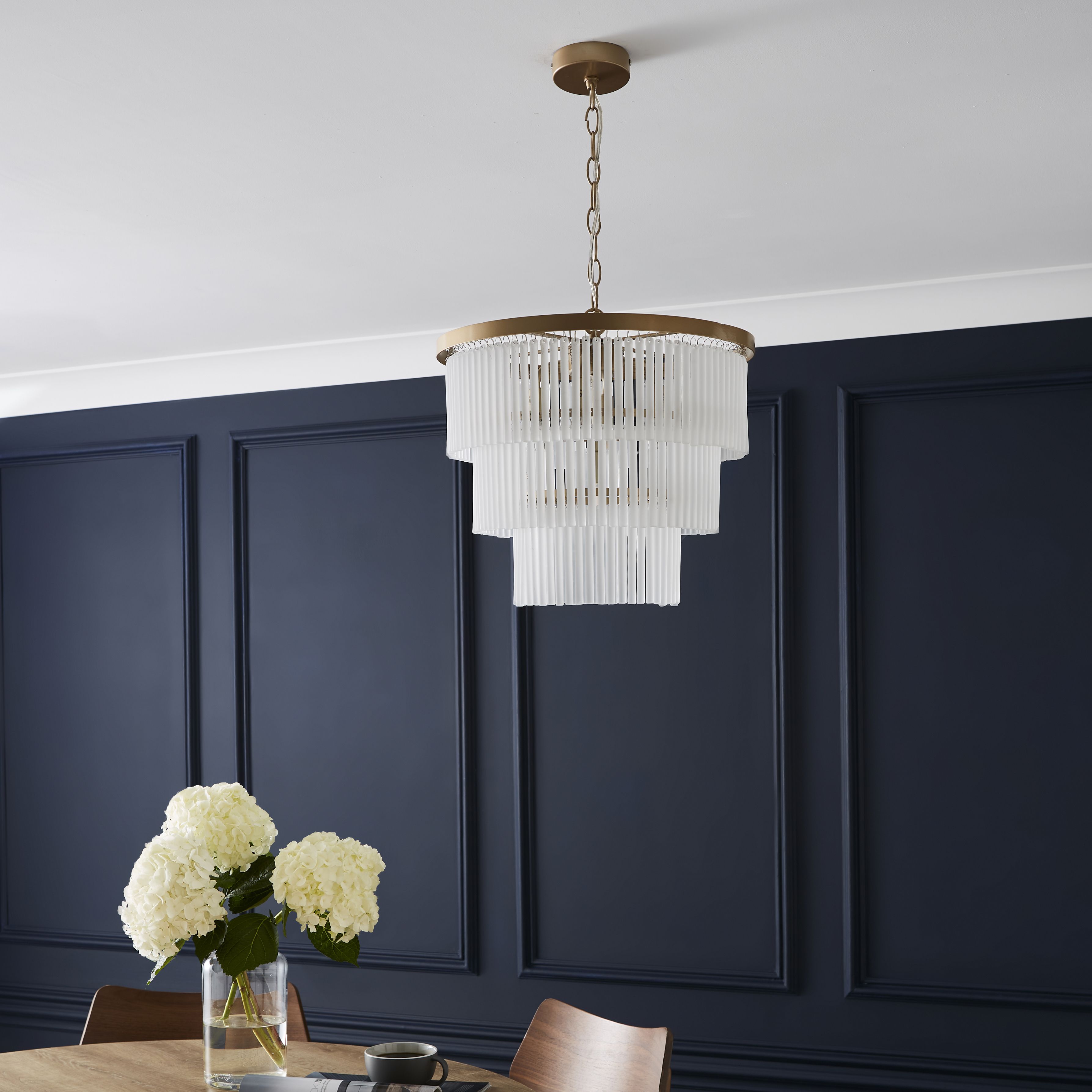 The Lighting Edit Kuip Panel Gloss Champagne Bronze effect 5 Lamp LED Pendant ceiling light, (Dia)400mm
