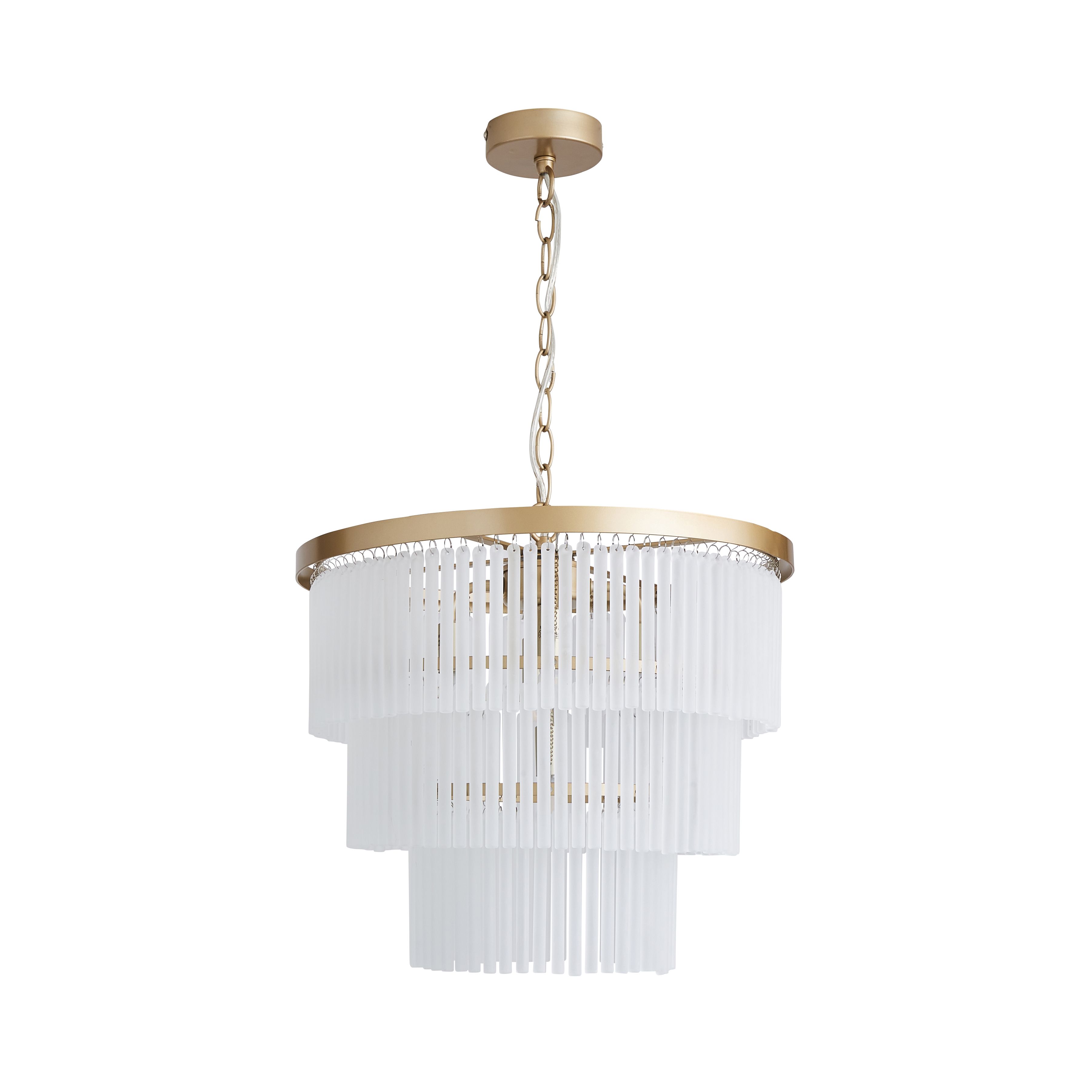 The Lighting Edit Kuip Panel Gloss Champagne Bronze effect 5 Lamp LED Pendant ceiling light, (Dia)400mm