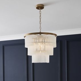 The Lighting Edit Kuip Panel Gloss Champagne Bronze effect 5 Lamp LED Pendant ceiling light, (Dia)400mm