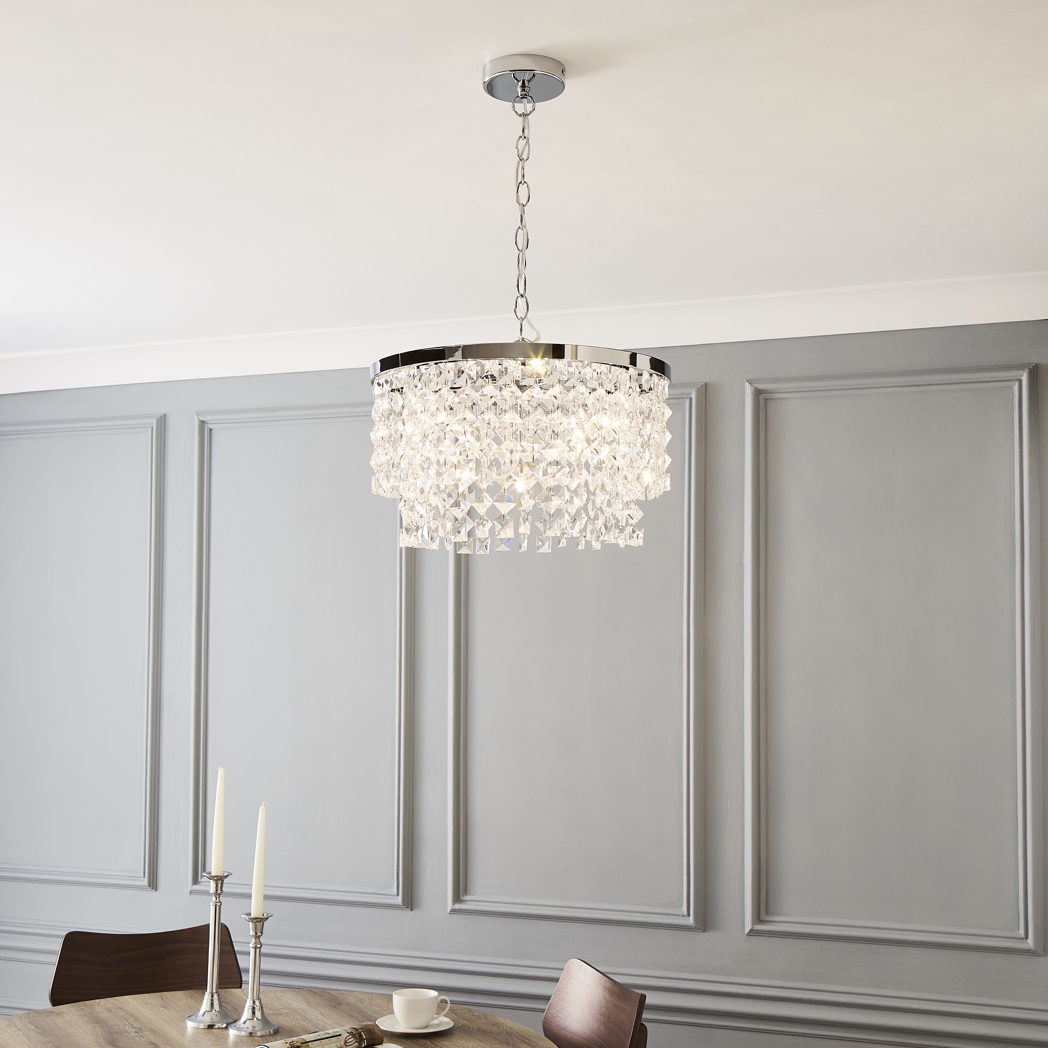 The Lighting Edit Lulu Crystal Glass & metal Chrome effect 5 Lamp LED Ceiling light