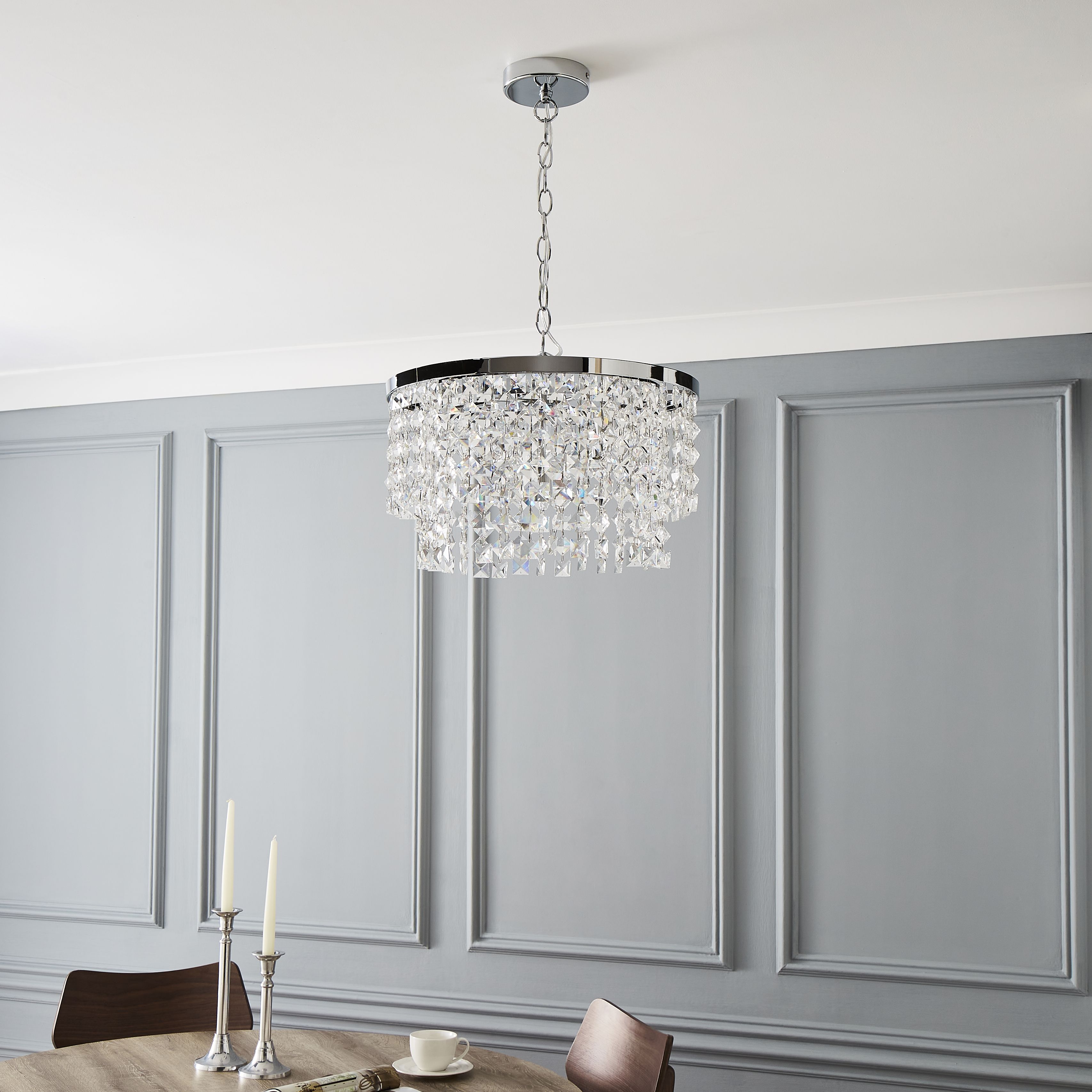 The Lighting Edit Lulu Crystal Glass & metal Chrome effect 5 Lamp LED Ceiling light
