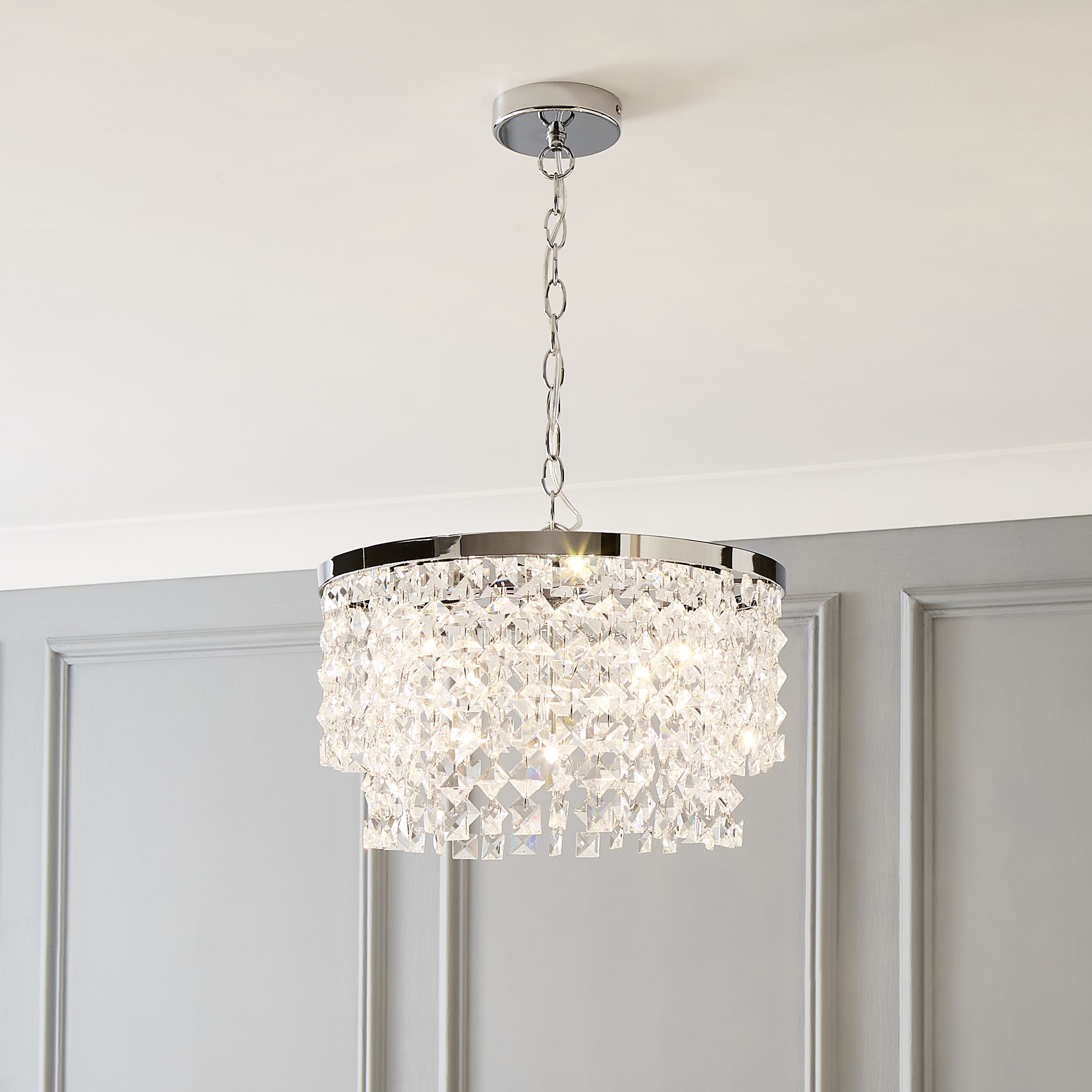 The Lighting Edit Lulu Crystal Glass & metal Chrome effect 5 Lamp LED Ceiling light