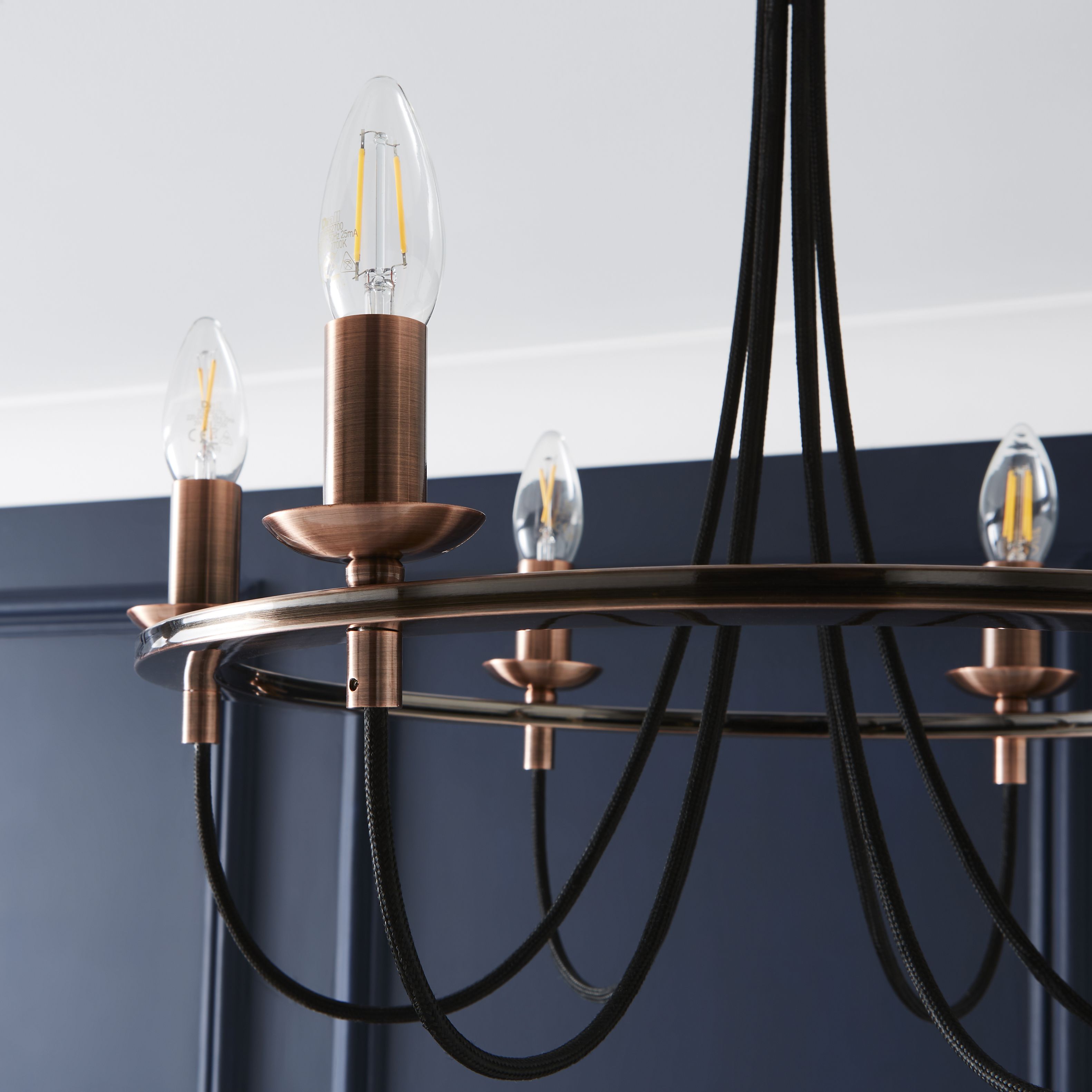 The Lighting Edit Massalia Satin copper effect 6 Lamp LED Pendant ceiling light, (Dia)500mm