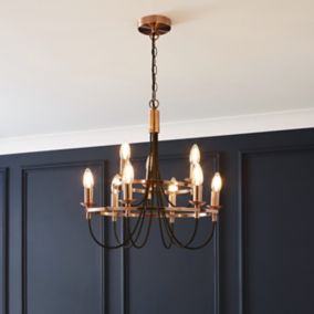 The Lighting Edit Massalia Satin copper effect 9 Lamp LED Pendant ceiling light, (Dia)500mm