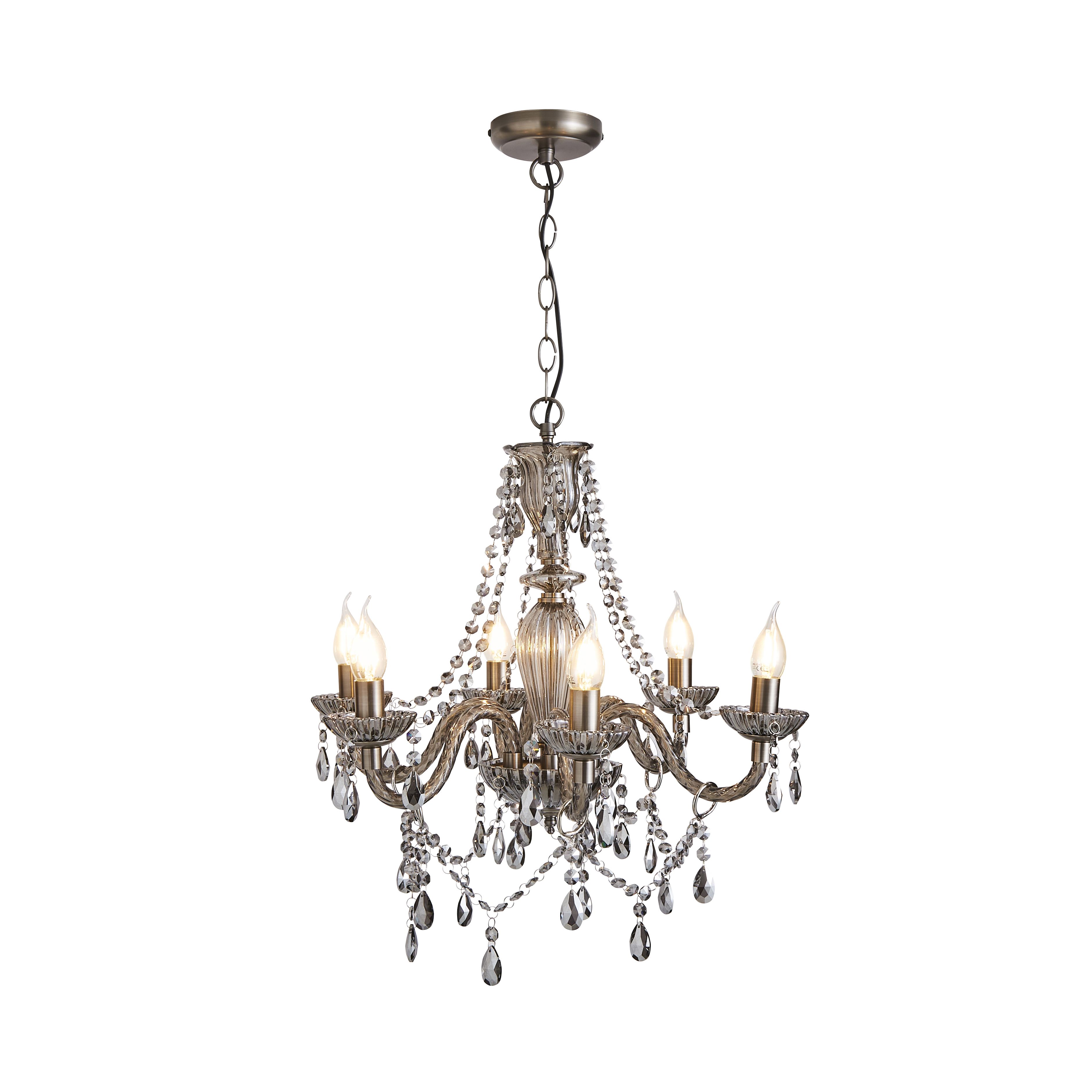 The Lighting Edit Mia Matt Pewter effect 6 Lamp LED Pendant ceiling light, (Dia)540mm