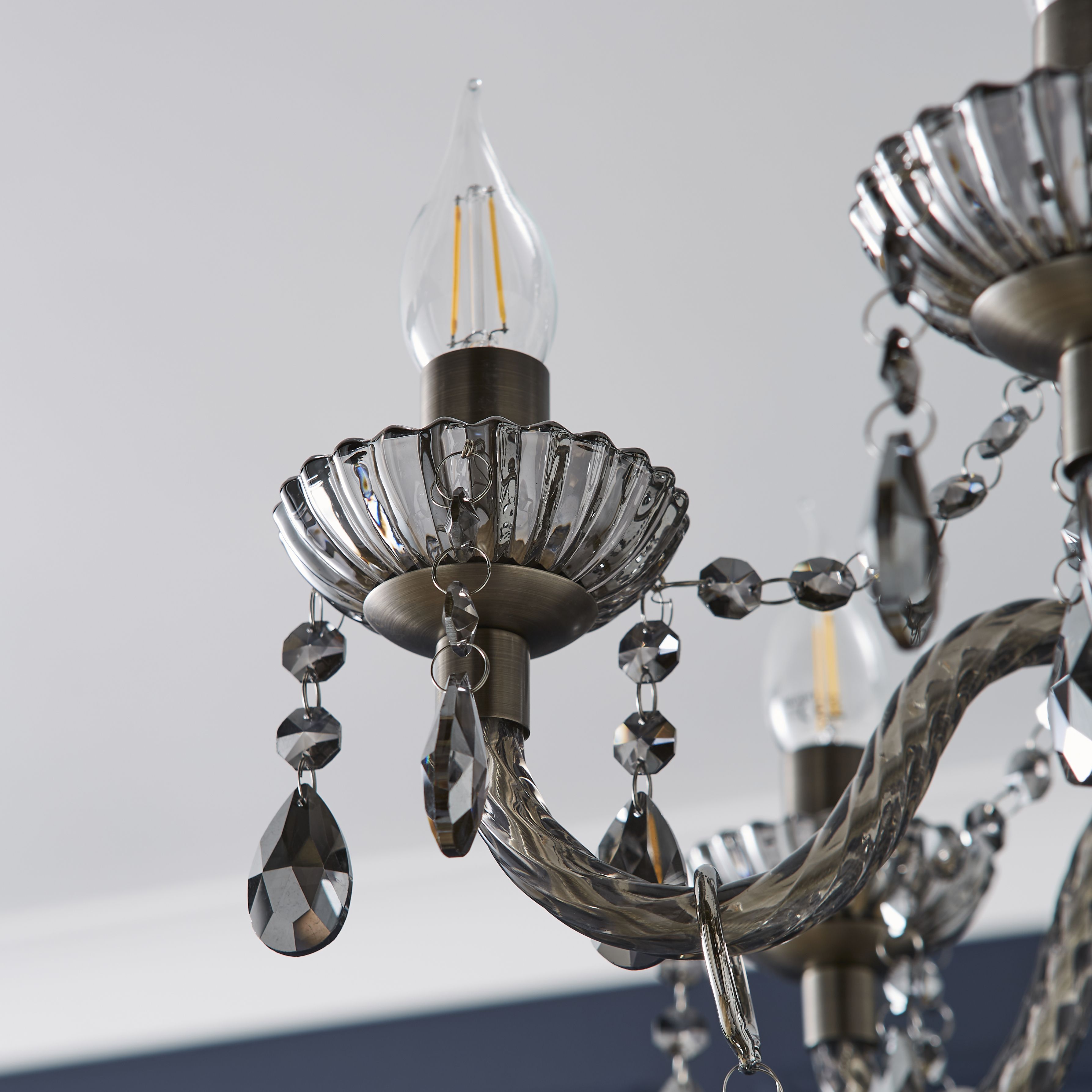 The Lighting Edit Mia Matt Pewter effect 6 Lamp LED Pendant ceiling light, (Dia)540mm