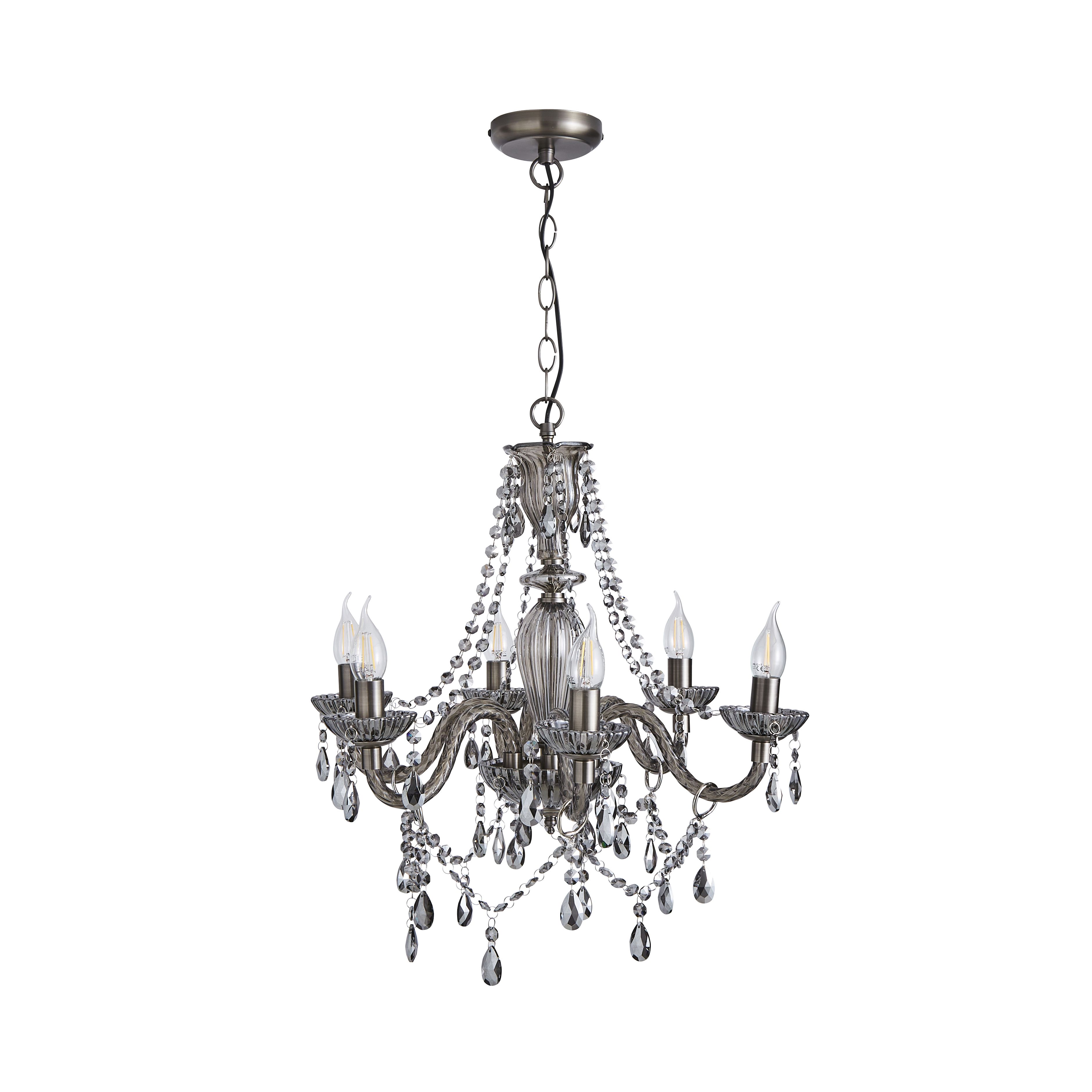 The Lighting Edit Mia Matt Pewter effect 6 Lamp LED Pendant ceiling light, (Dia)540mm