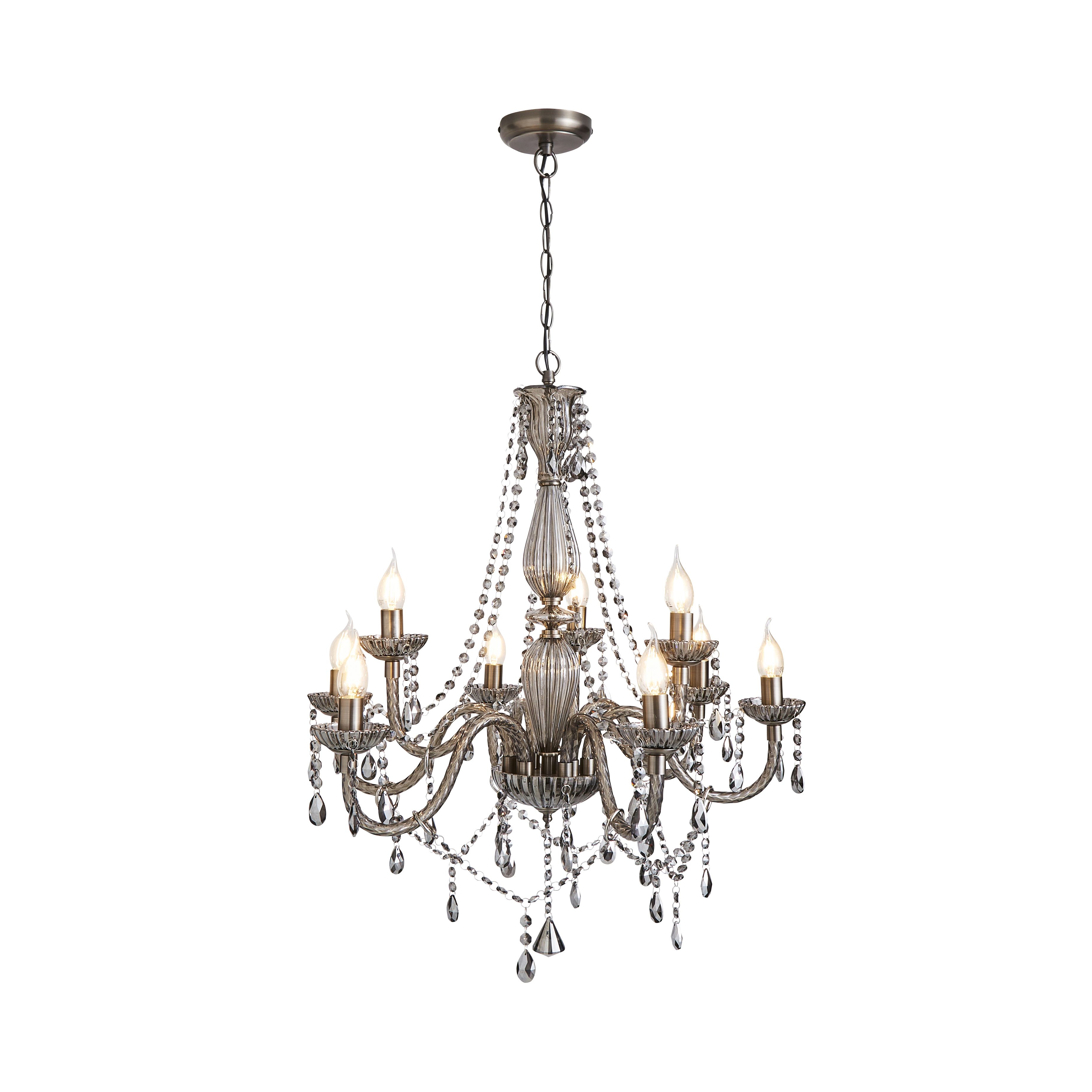 The Lighting Edit Mia Matt Pewter effect 9 Lamp LED Pendant ceiling light, (Dia)700mm