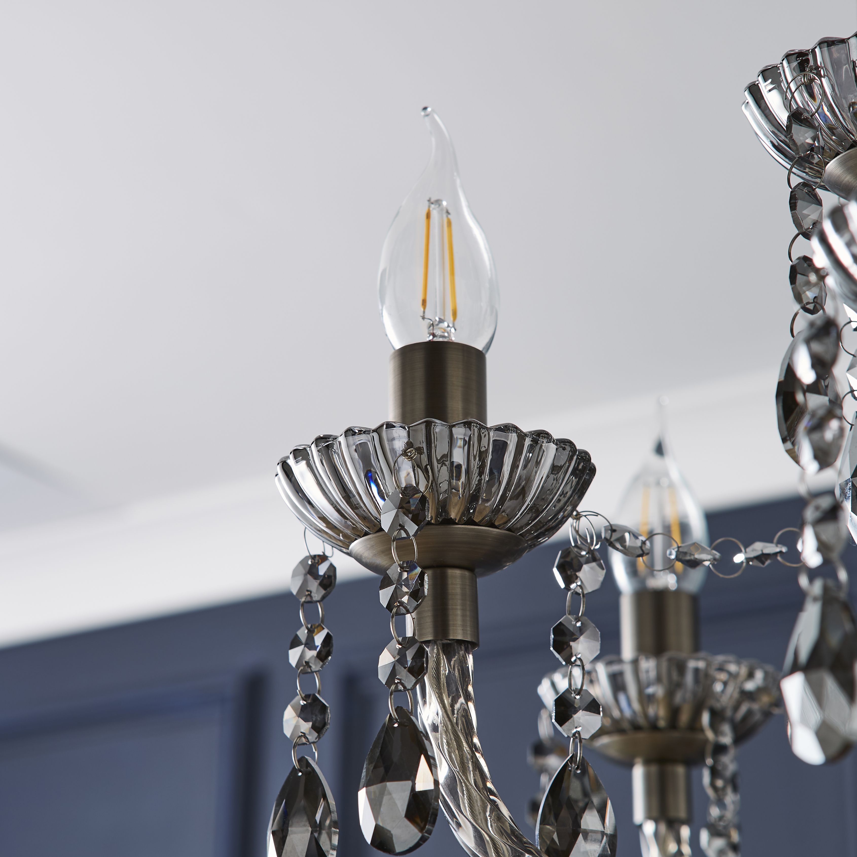 The Lighting Edit Mia Matt Pewter effect 9 Lamp LED Pendant ceiling light, (Dia)700mm