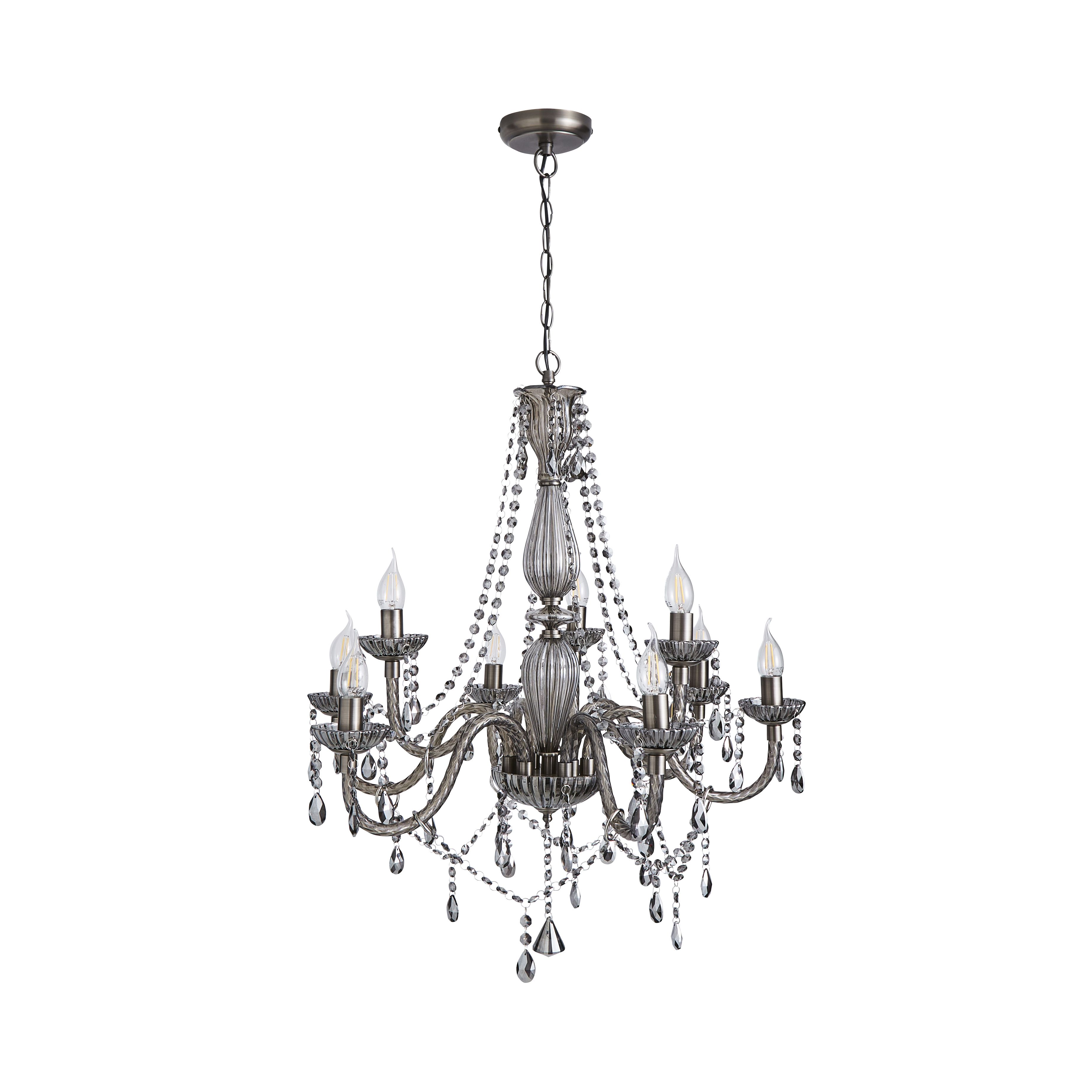The Lighting Edit Mia Matt Pewter effect 9 Lamp LED Pendant ceiling light, (Dia)700mm