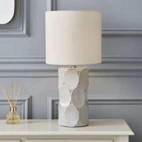 The Lighting Edit Mona Scalloped Ivory Cylinder Table lamp