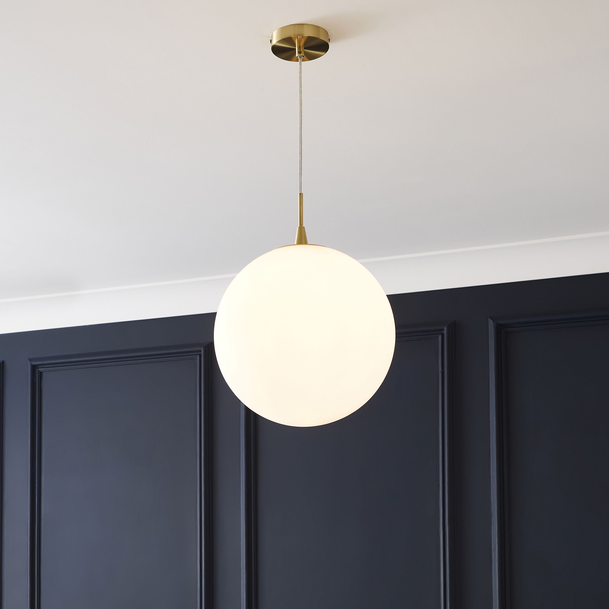 The Lighting Edit Opal Ball Gloss Brass effect LED Pendant ceiling light, (Dia)300mm