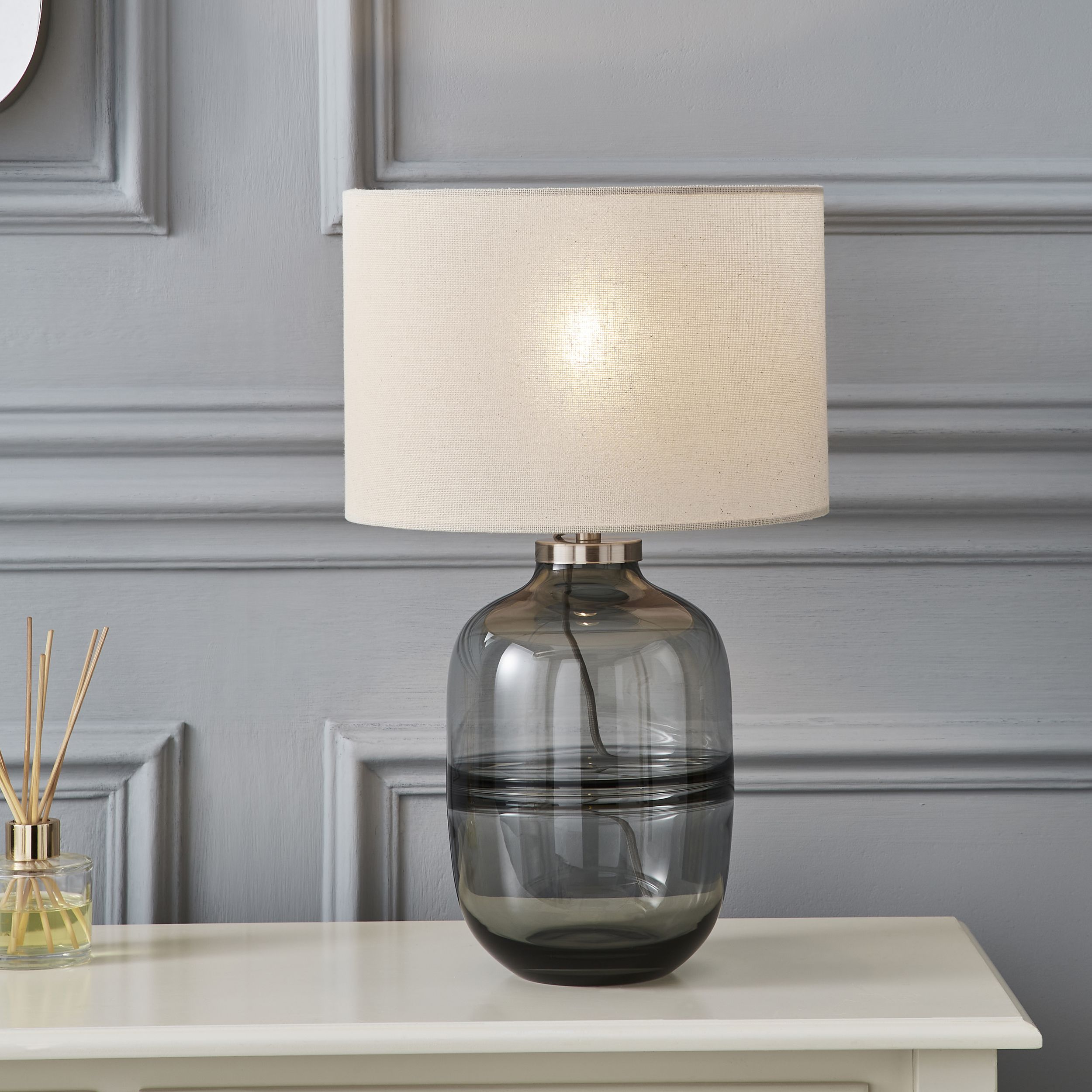 The Lighting Edit Piazza Brown Cylinder Table lamp