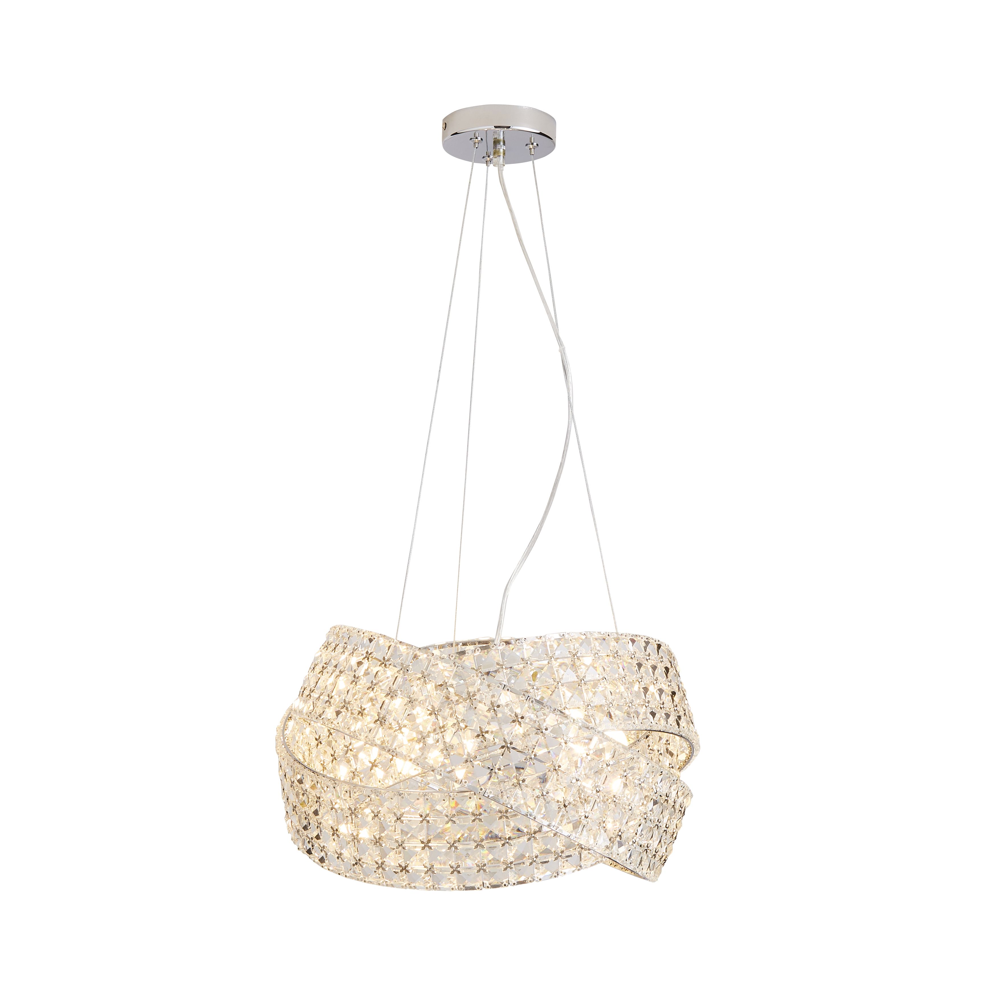 The Lighting Edit Sara Crystal rings Chrome effect 5 Lamp LED Pendant ceiling light, (Dia)420mm