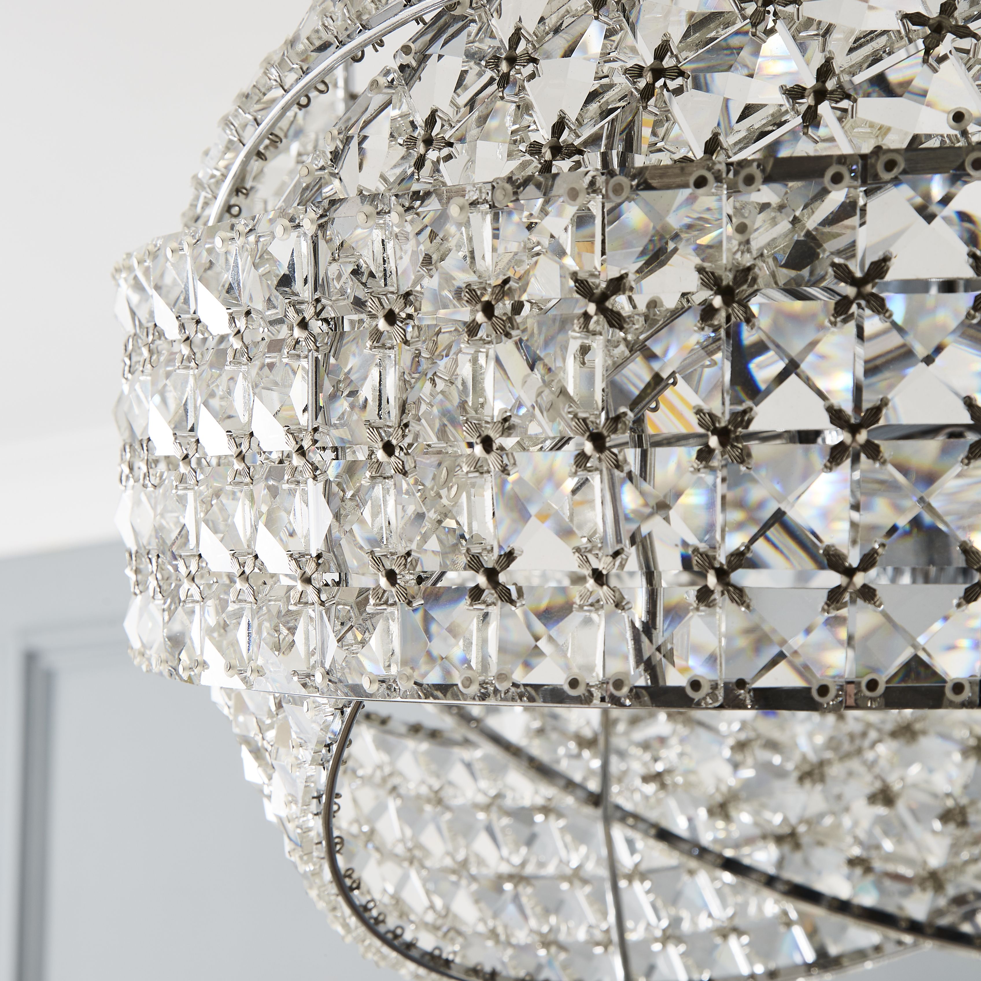 The Lighting Edit Sara Crystal rings Chrome effect 5 Lamp LED Pendant ceiling light, (Dia)420mm
