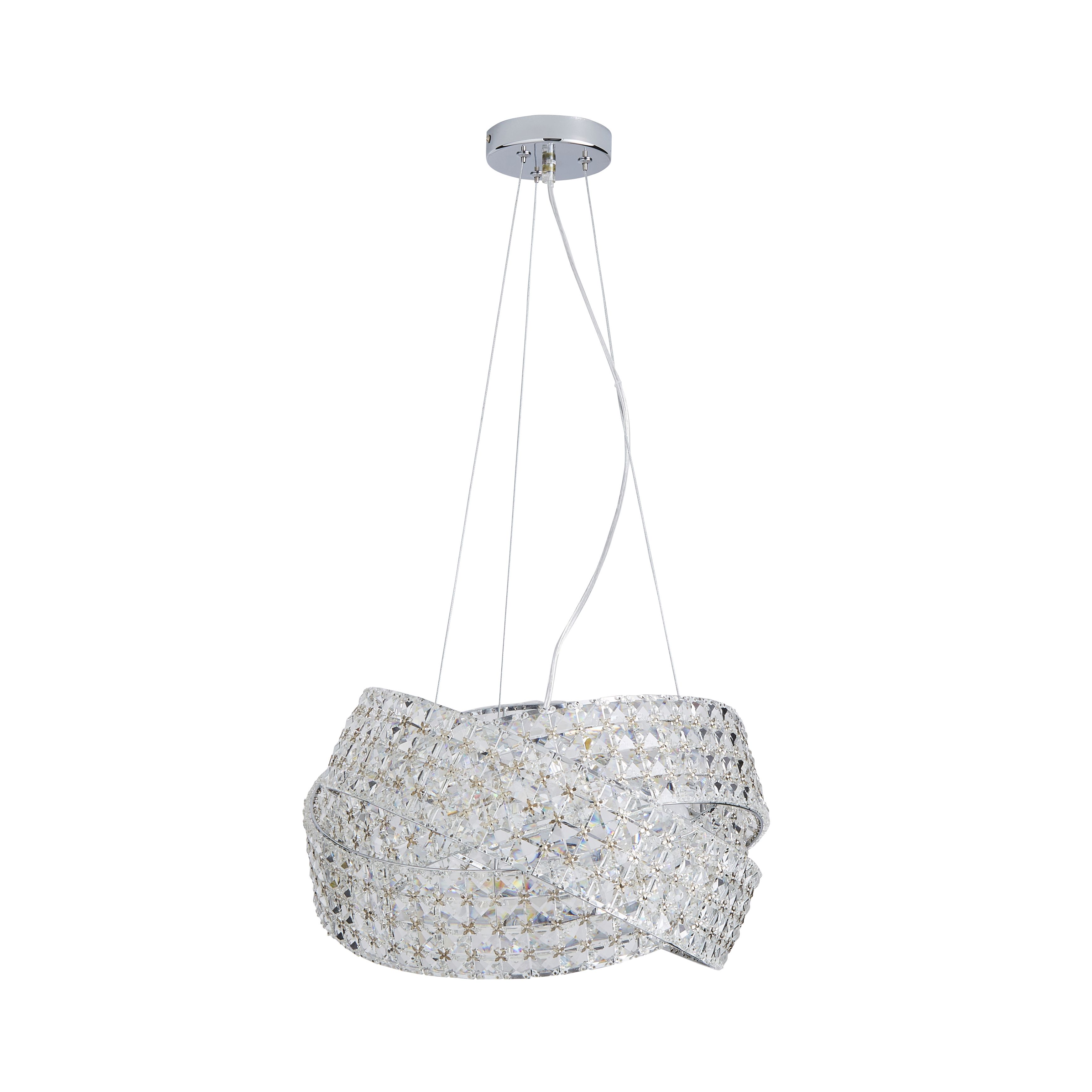 The Lighting Edit Sara Crystal rings Chrome effect 5 Lamp LED Pendant ceiling light, (Dia)420mm