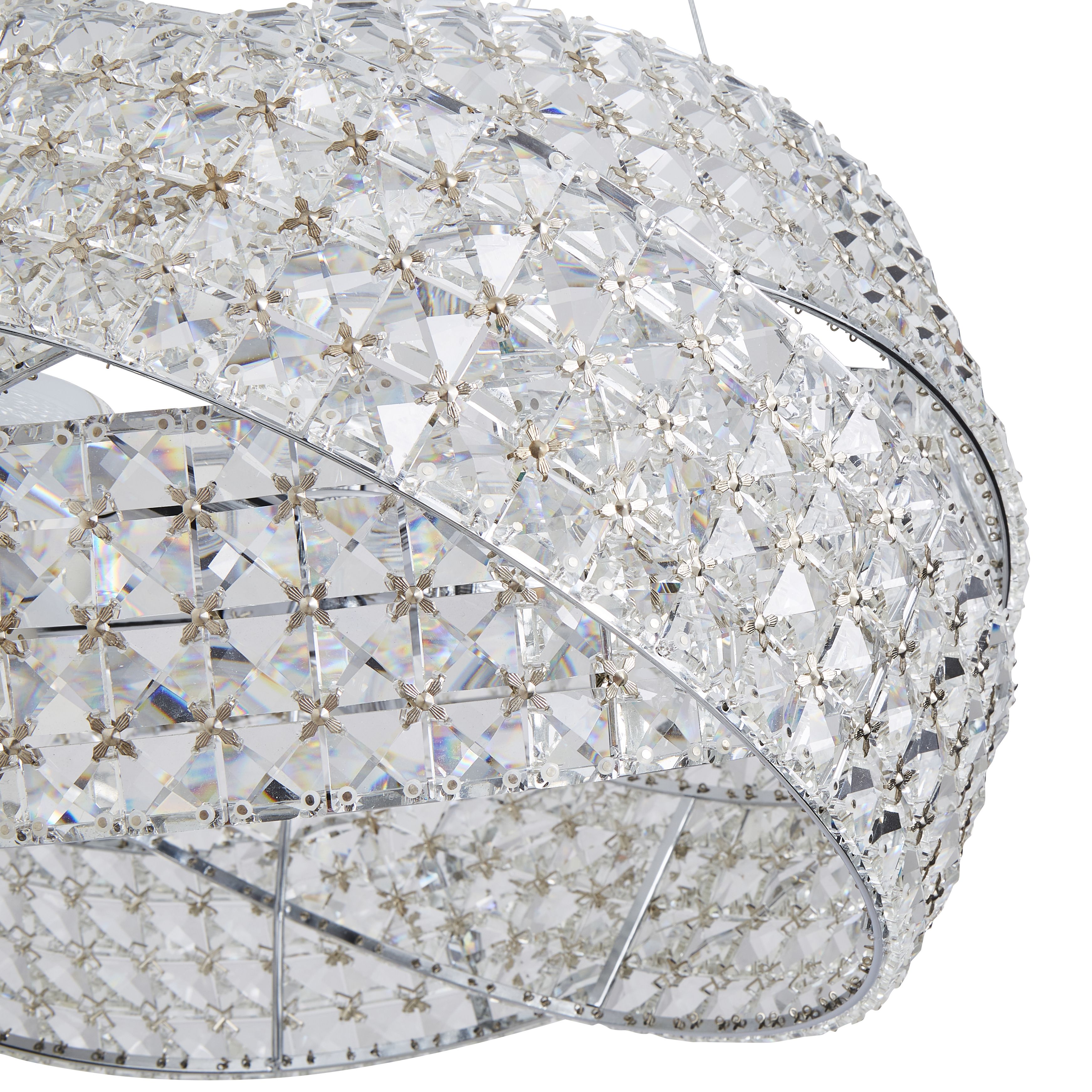 The Lighting Edit Sara Crystal rings Chrome effect 5 Lamp LED Pendant ceiling light, (Dia)420mm