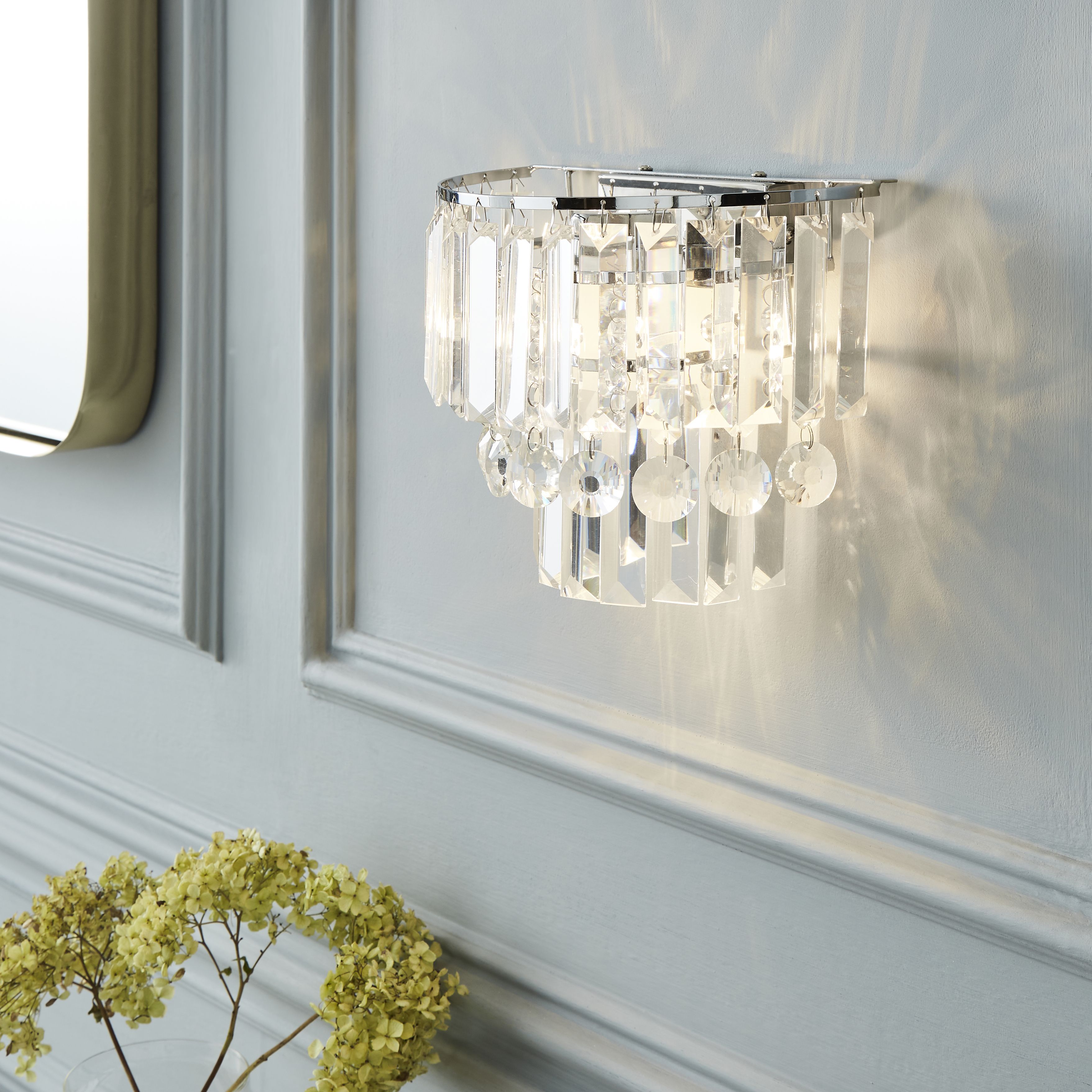 The Lighting Edit Schorr Crystal Chrome effect Wired Wall light DIY