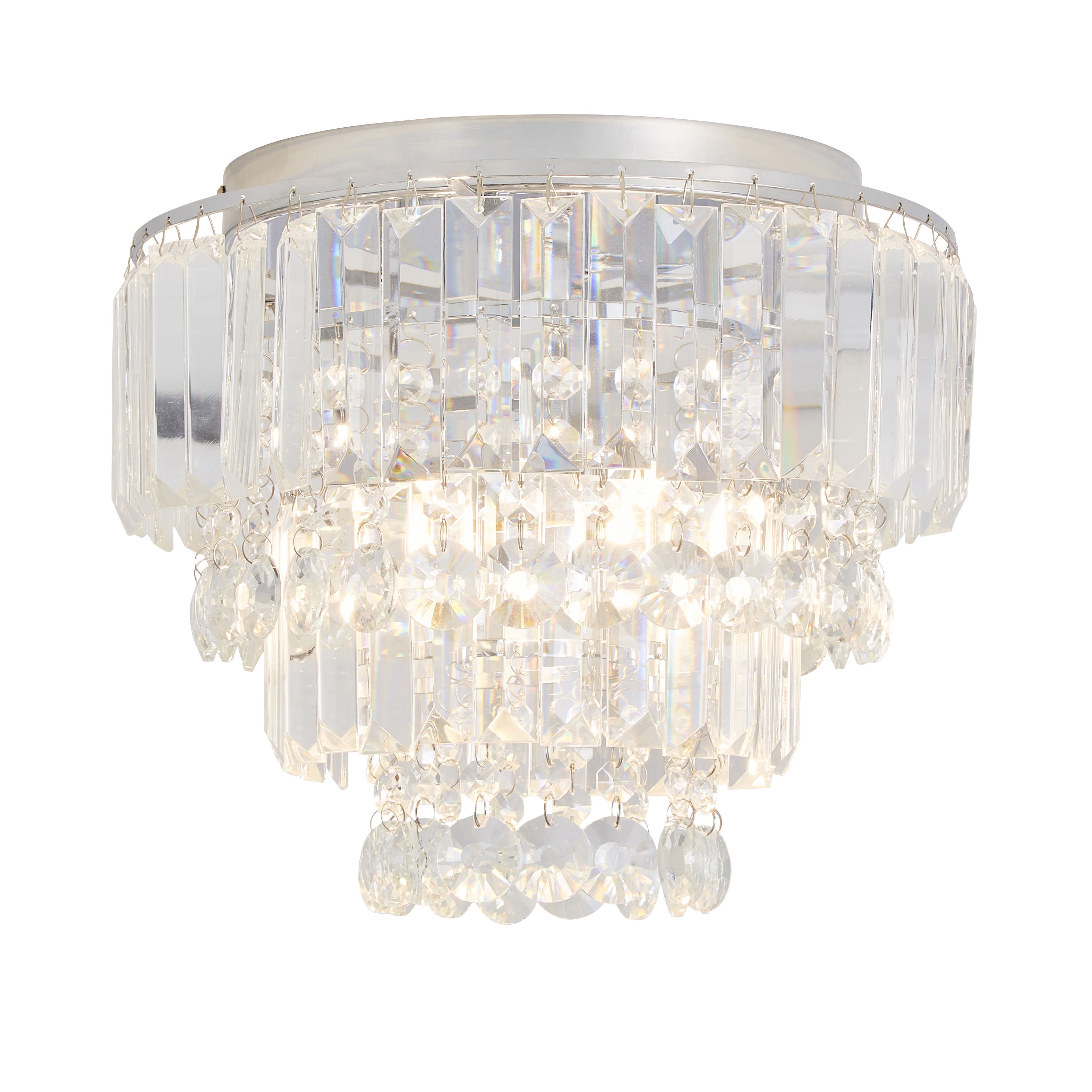 The Lighting Edit Schorr Crystal Glass & metal chrome effect 3 Lamp LED Ceiling light