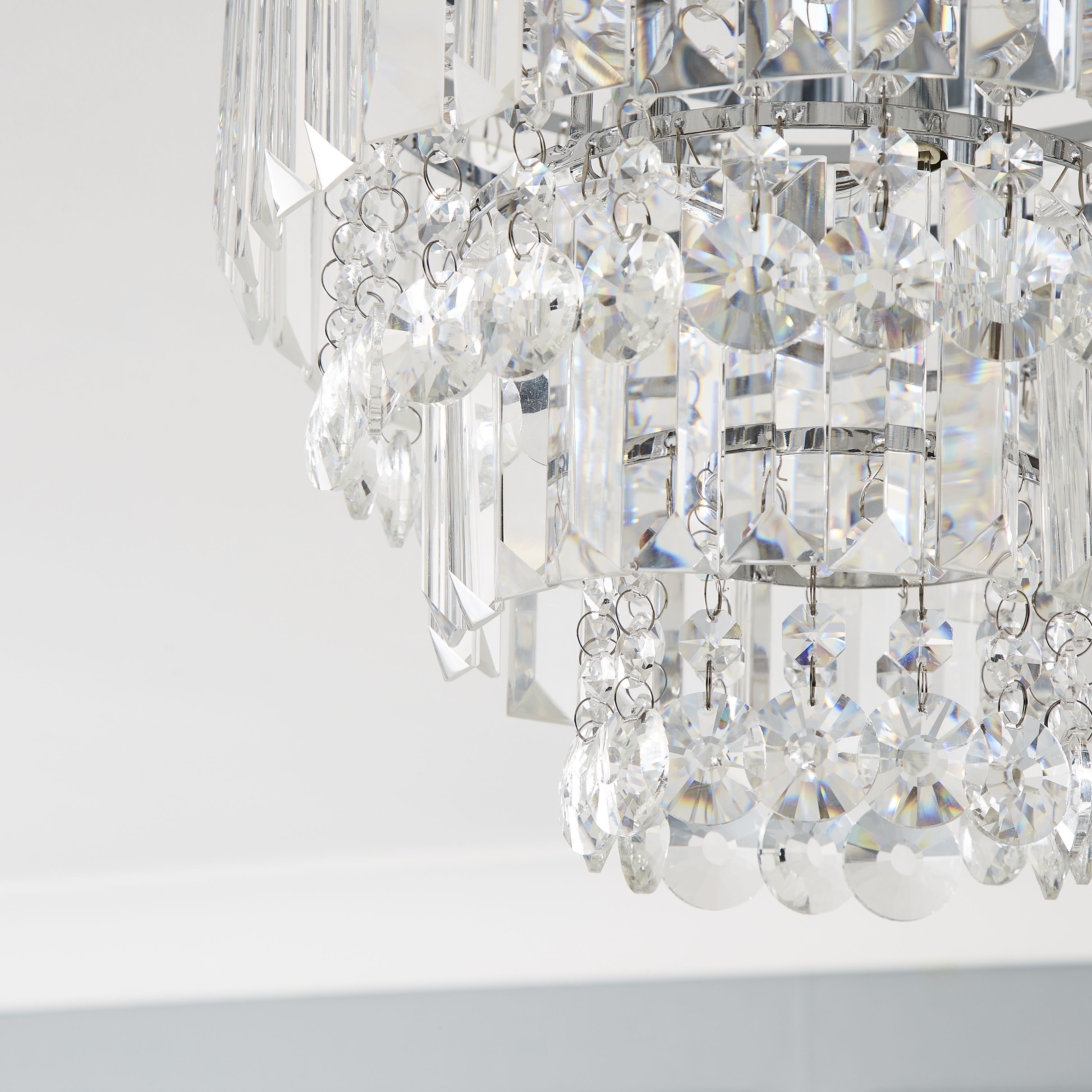 The Lighting Edit Schorr Crystal Glass & metal chrome effect 3 Lamp LED Ceiling light