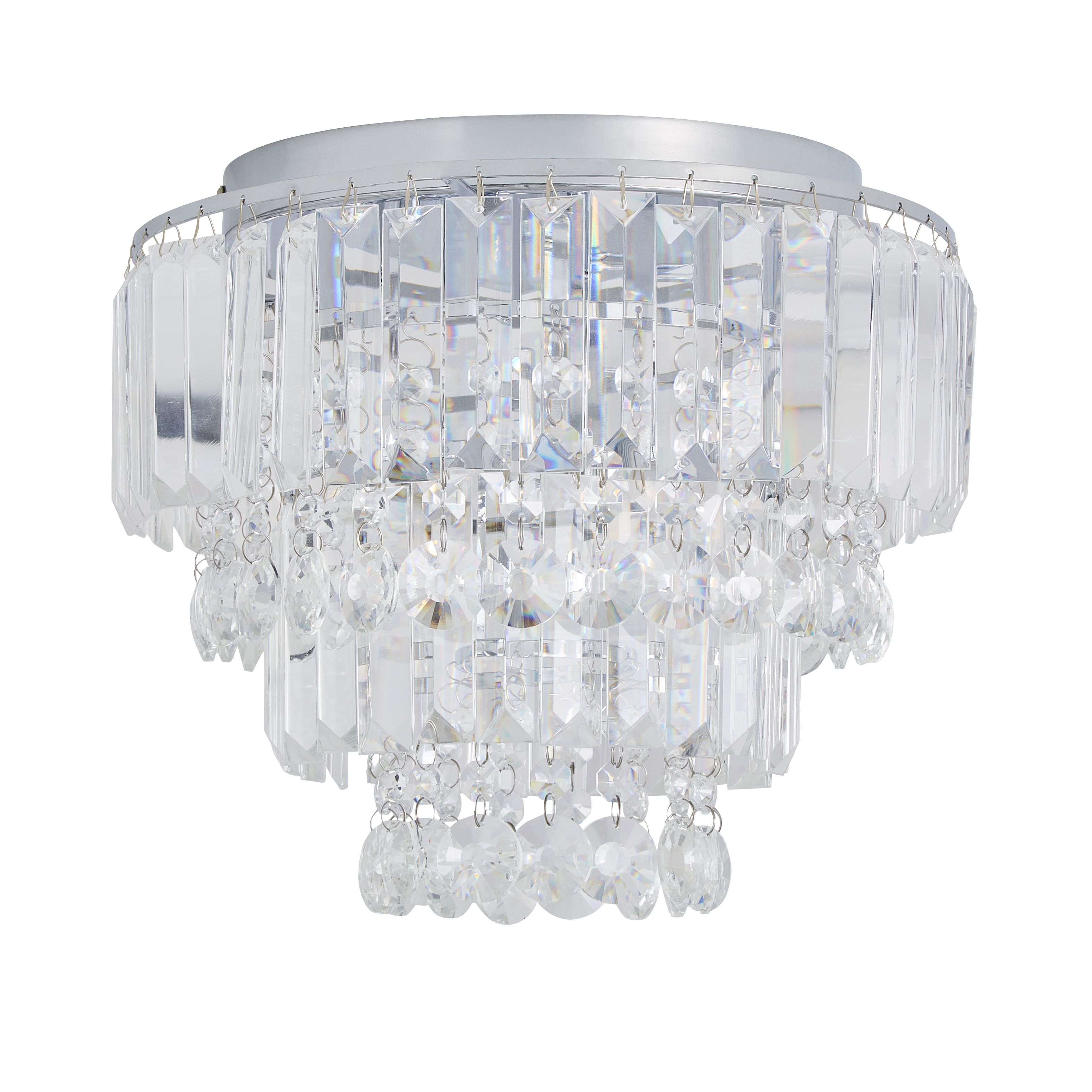 The Lighting Edit Schorr Crystal Glass & metal chrome effect 3 Lamp LED Ceiling light