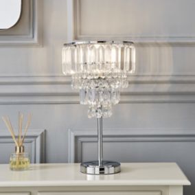 The Lighting Edit Schorr Crystal Polished chrome effect Round Table lamp
