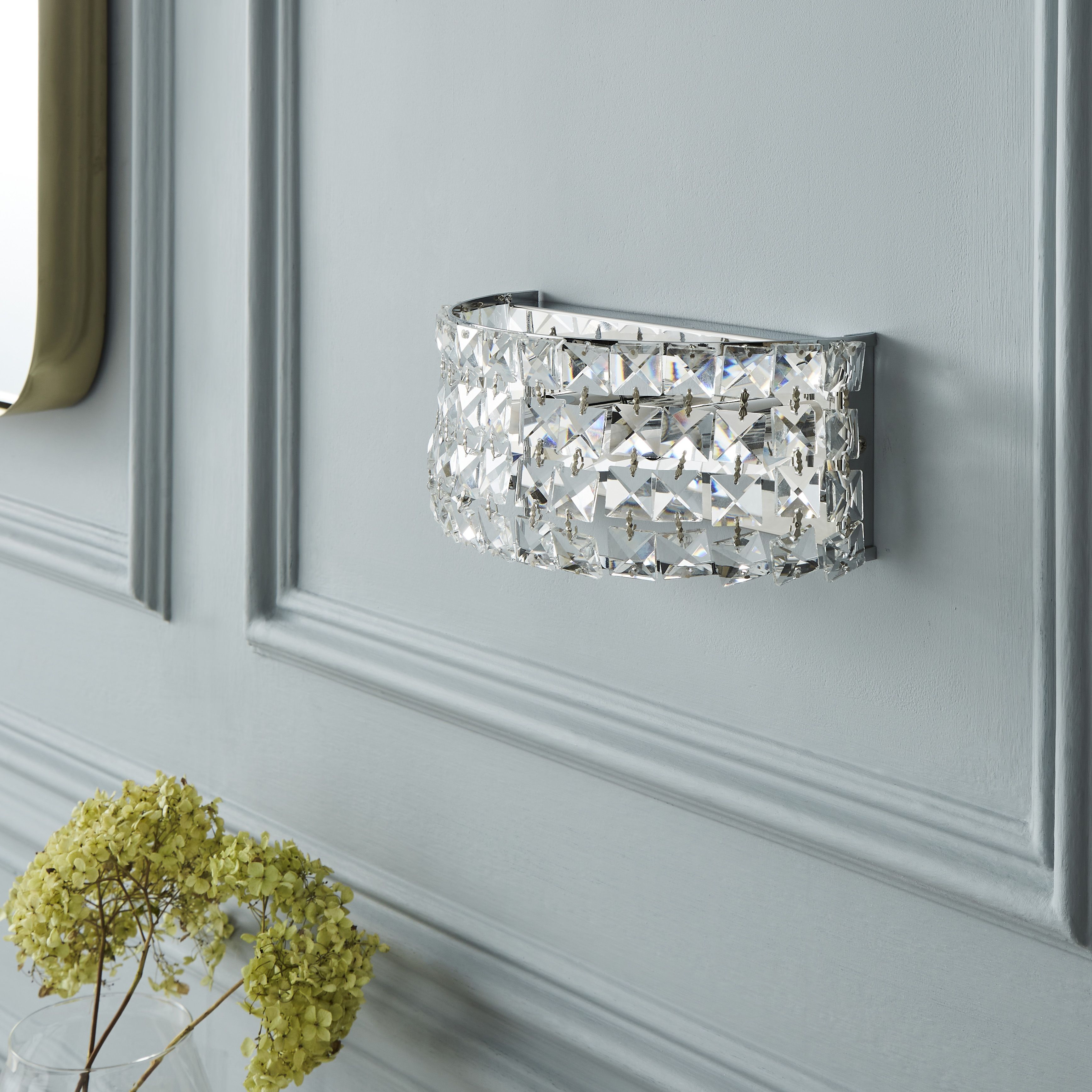 The Lighting Edit Shap Crystal Chrome effect Wired LED Wall light