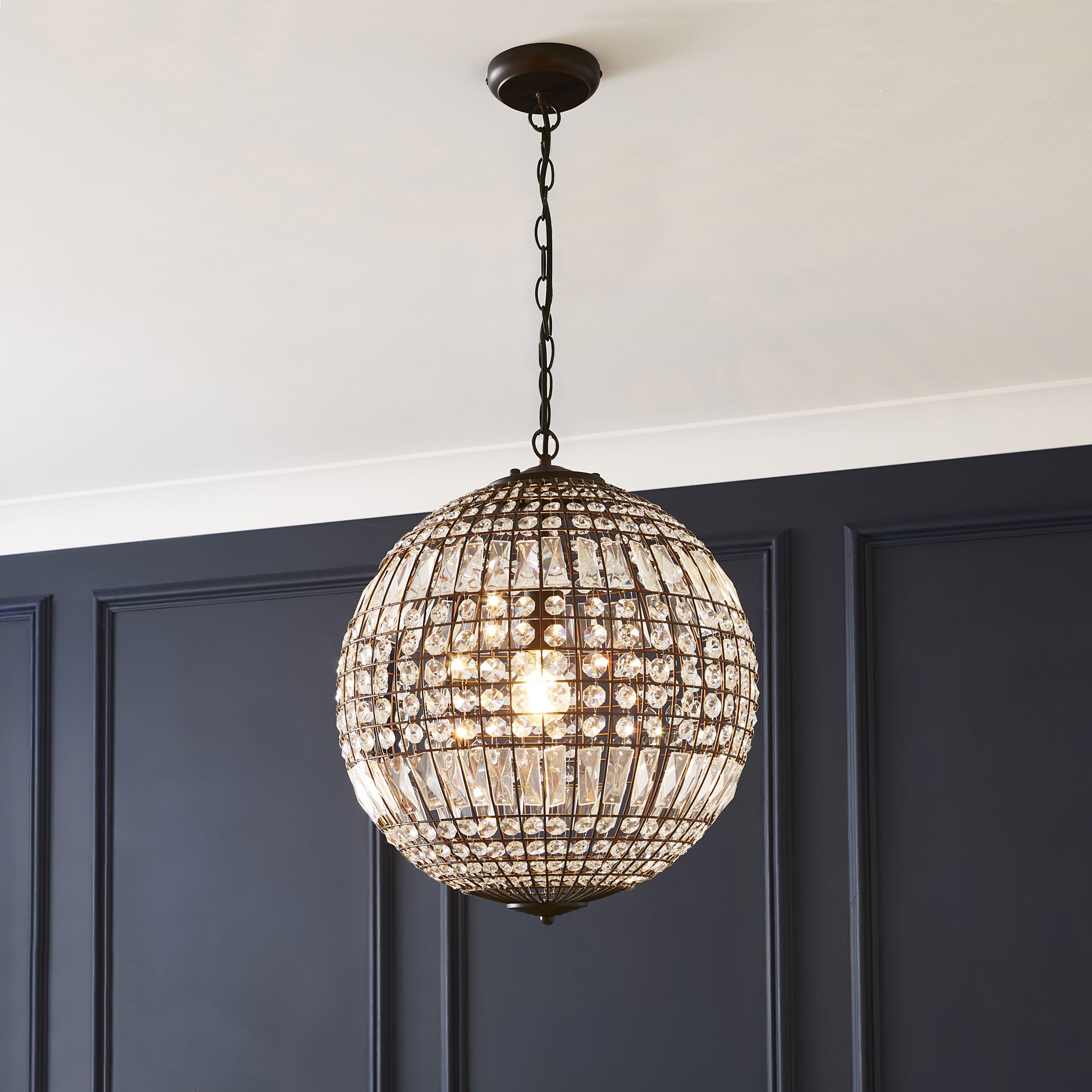 The Lighting Edit Tolli Crystal Matt bronze effect LED Pendant ceiling light, (Dia)440mm