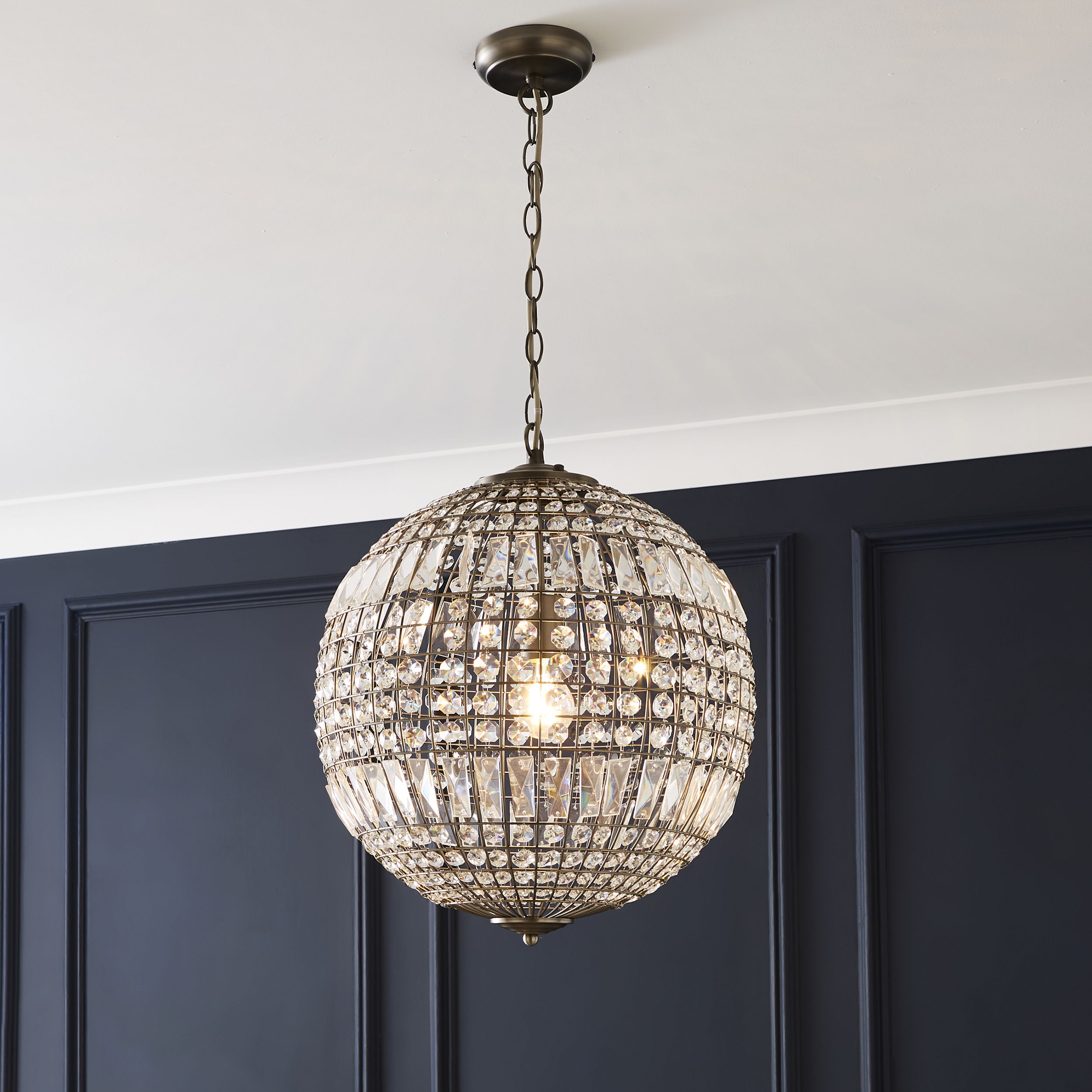 The Lighting Edit Tolli Crystal Matt pewter effect LED Pendant ceiling light, (Dia)440mm