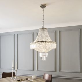 The Lighting Edit Tolo Gloss polished nickel effect 5 Lamp LED Pendant ceiling light, (Dia)500mm