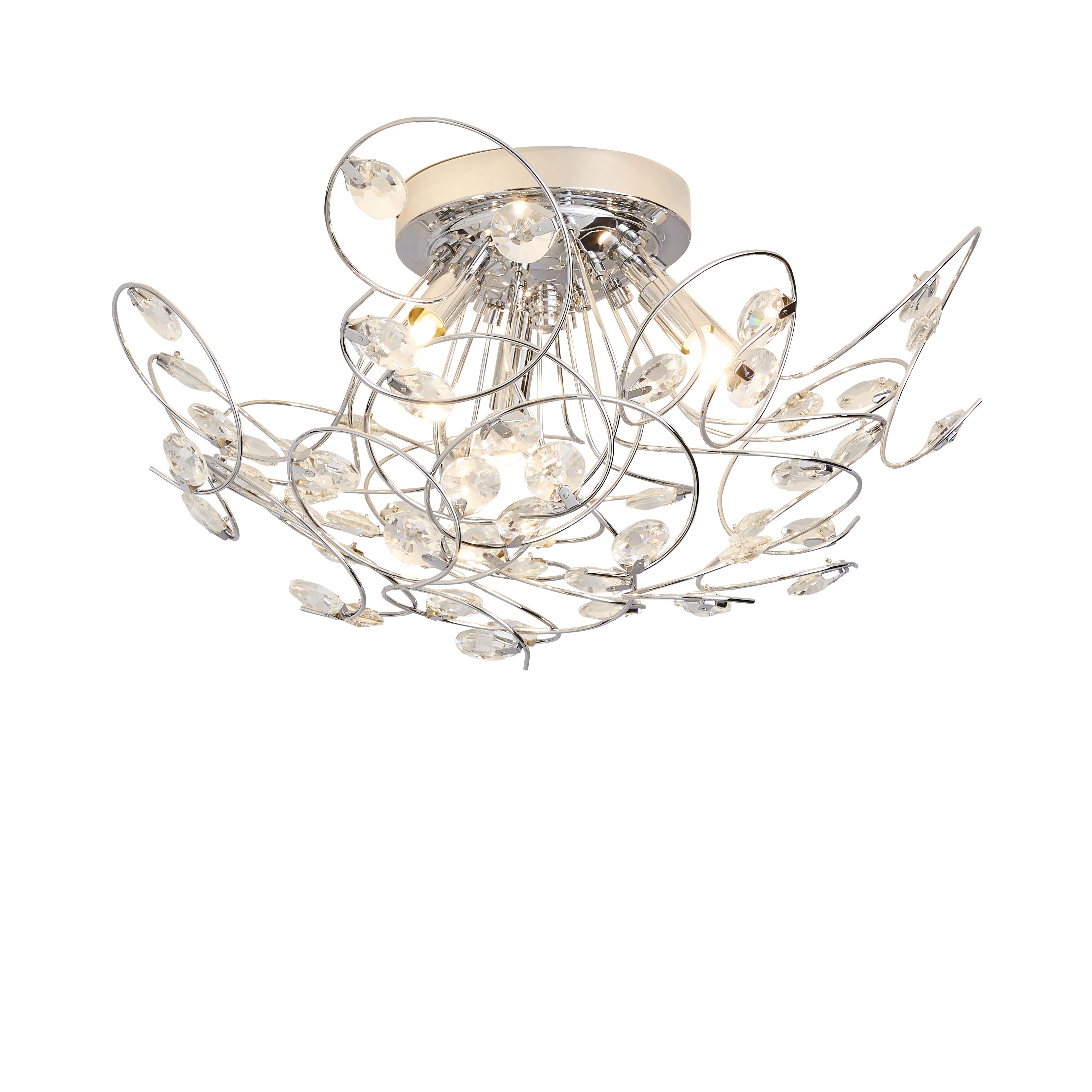 The Lighting Edit Tula Crystal spiral Glass & metal Chrome effect 3 Lamp LED Ceiling light
