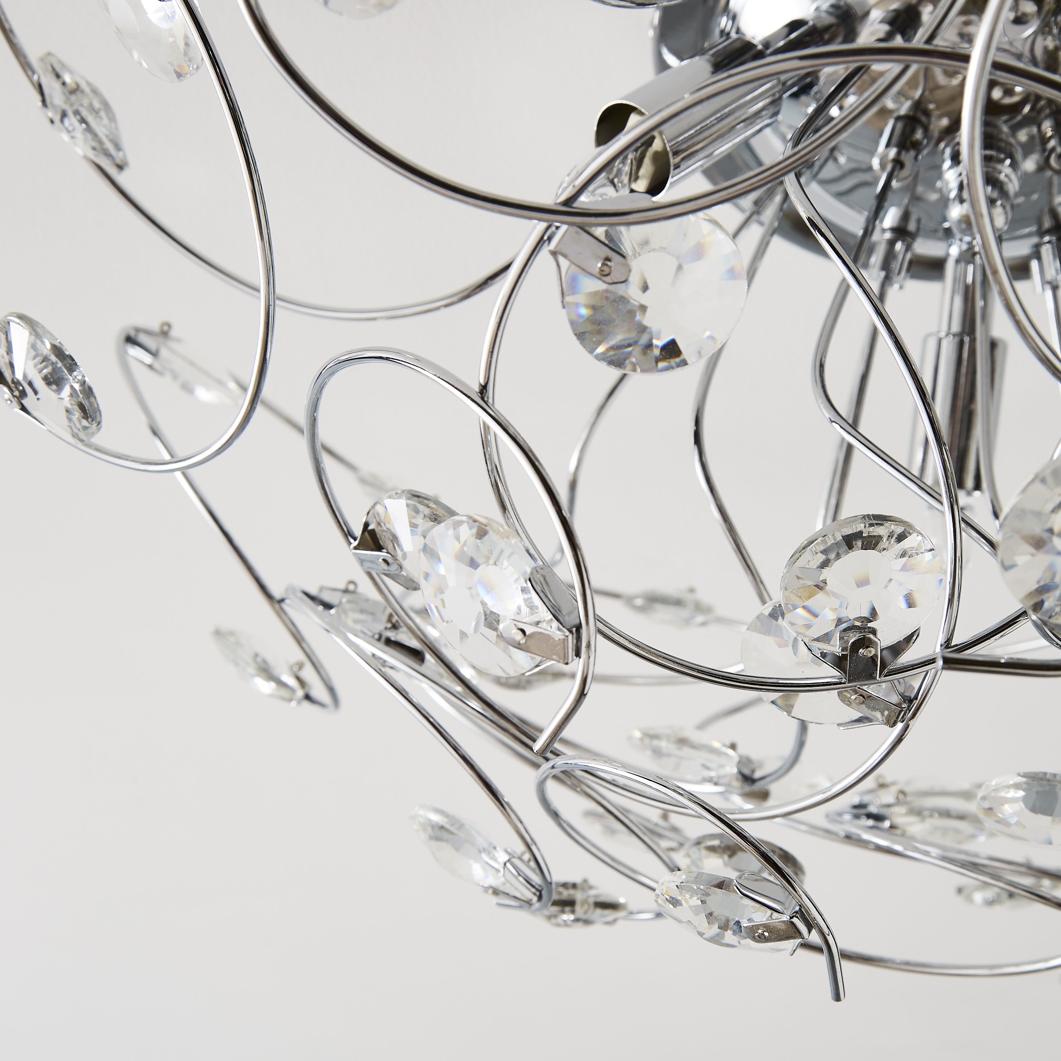 The Lighting Edit Tula Crystal spiral Glass & metal Chrome effect 3 Lamp LED Ceiling light