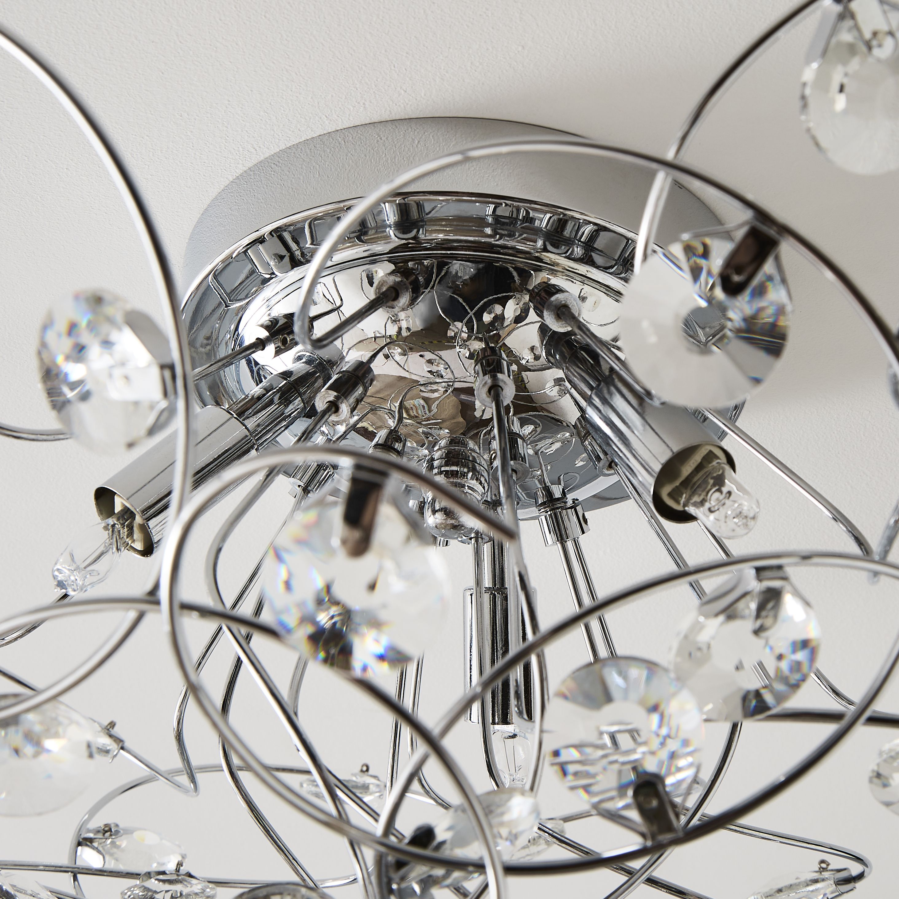 The Lighting Edit Tula Crystal spiral Glass & metal Chrome effect 3 Lamp LED Ceiling light