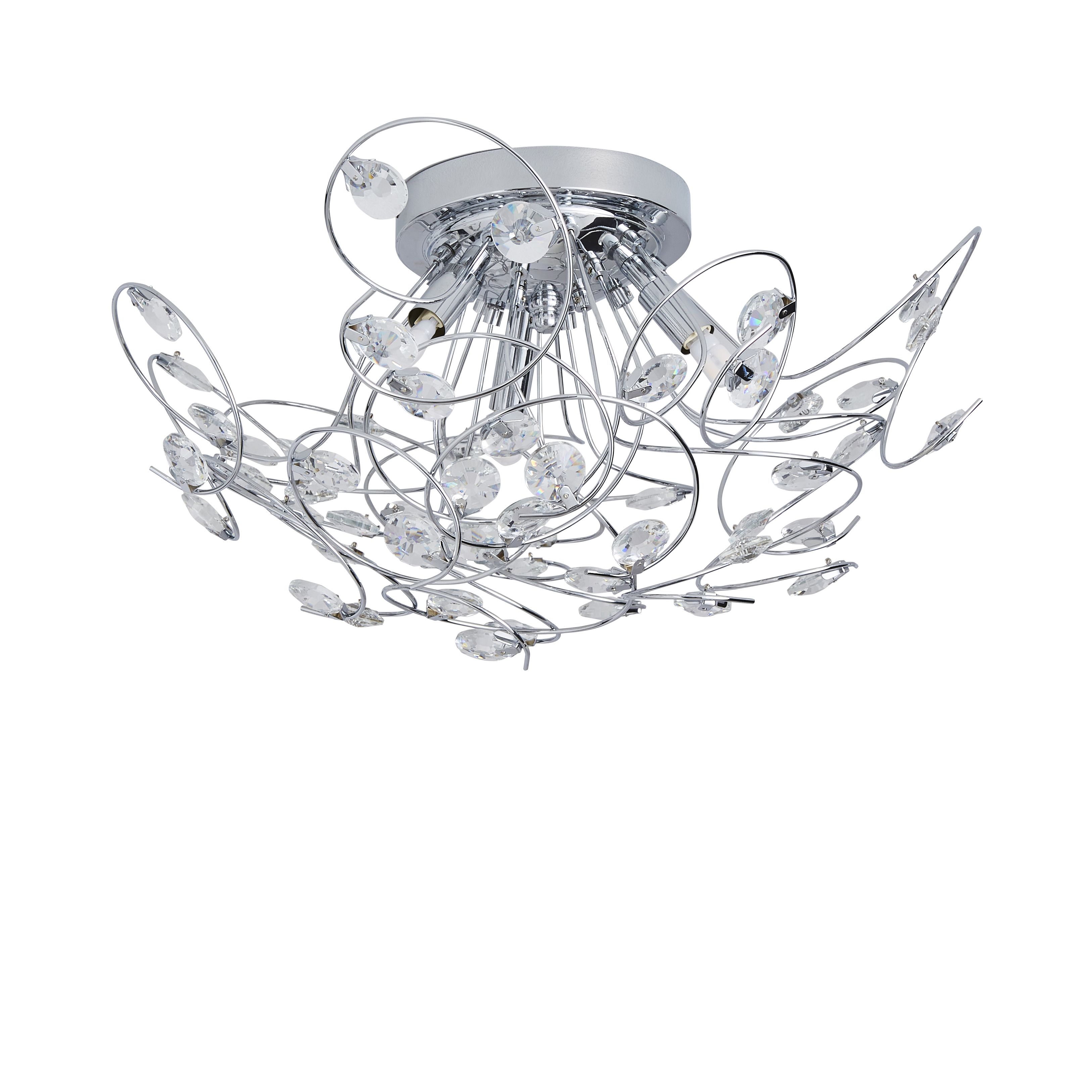 The Lighting Edit Tula Crystal spiral Glass & metal Chrome effect 3 Lamp LED Ceiling light