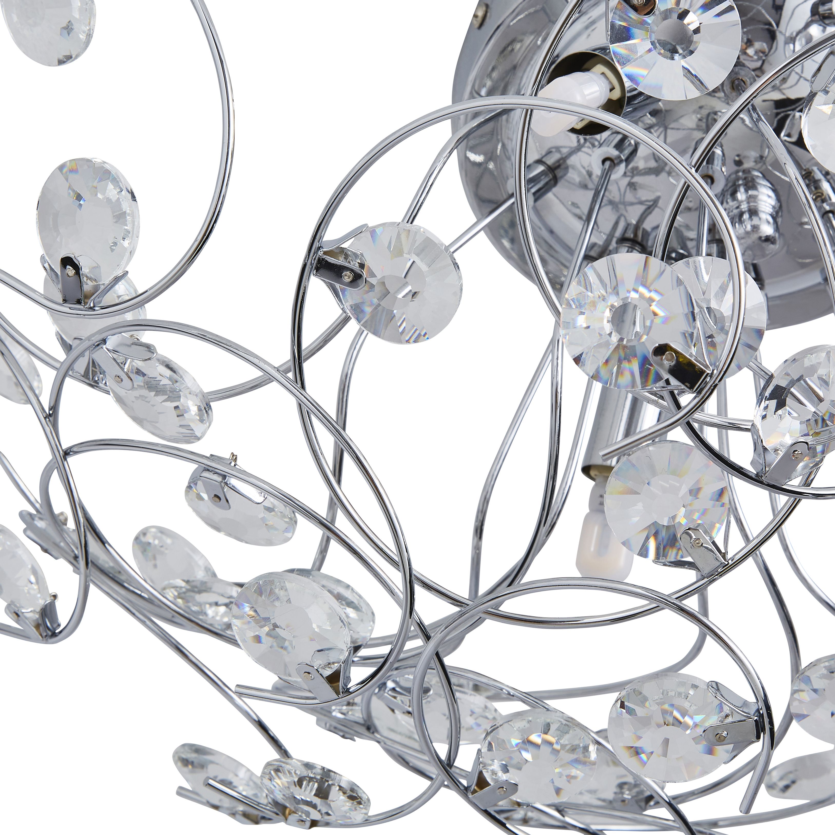 The Lighting Edit Tula Crystal spiral Glass & metal Chrome effect 3 Lamp LED Ceiling light