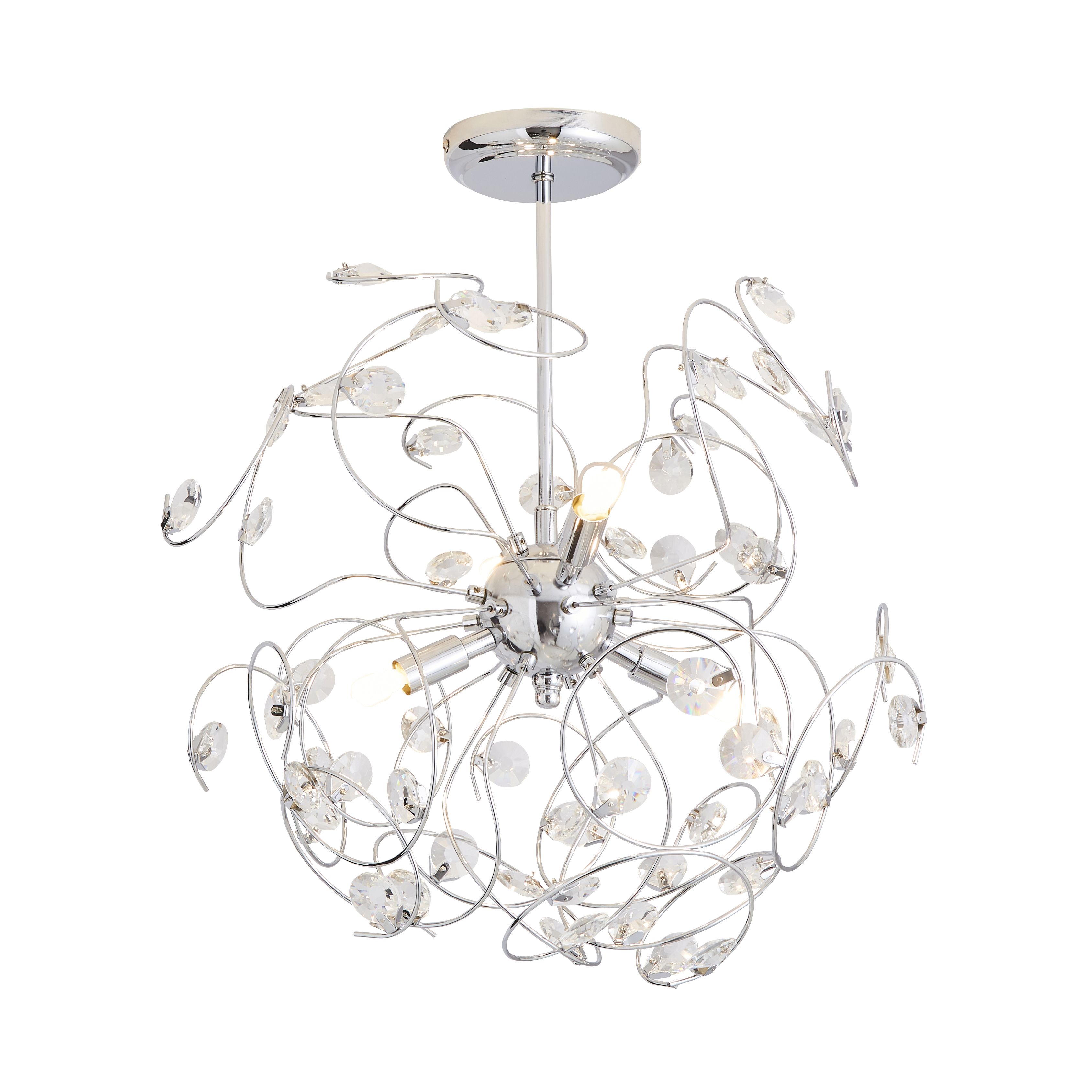 The Lighting Edit Tula Crystal spiral Glass & metal Chrome effect 4 Lamp LED Ceiling light
