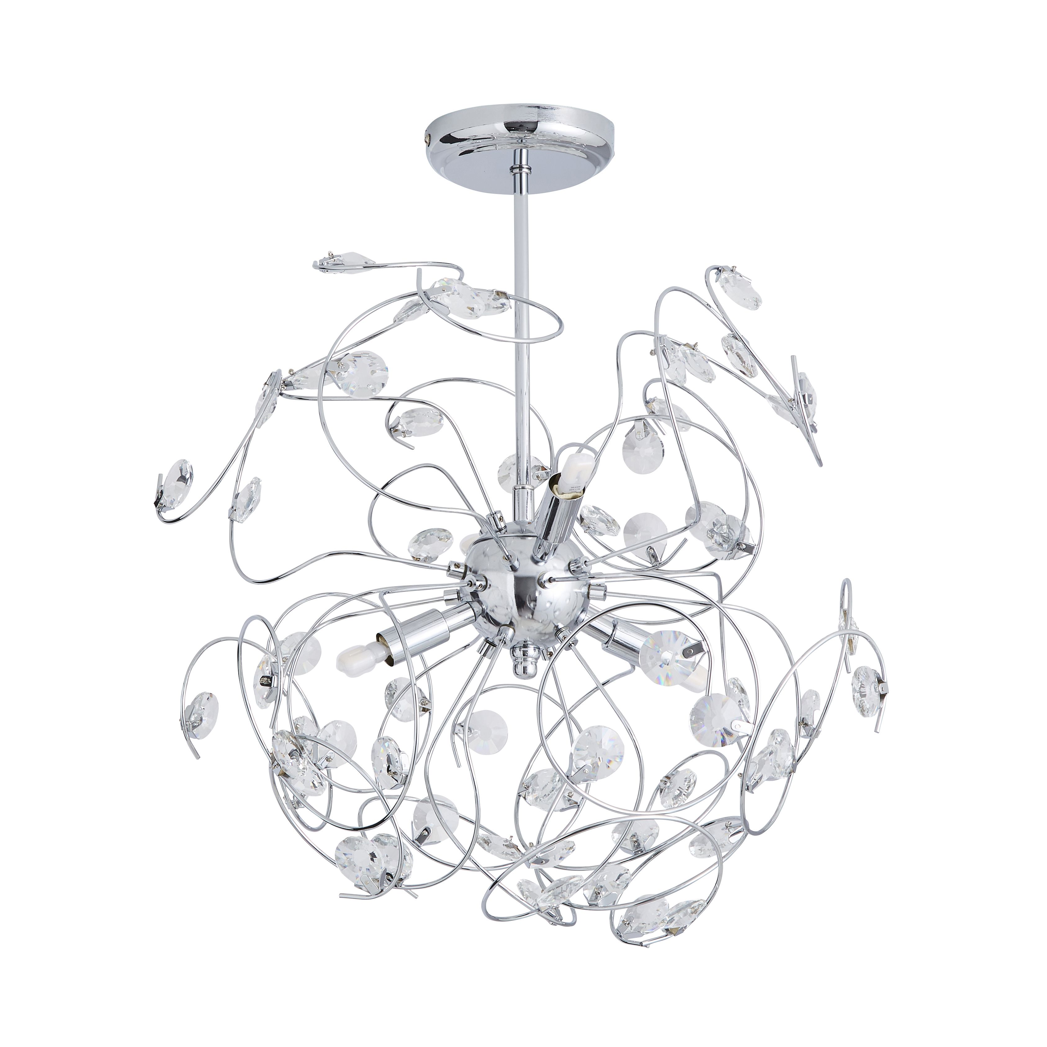 The Lighting Edit Tula Crystal spiral Glass & metal Chrome effect 4 Lamp LED Ceiling light