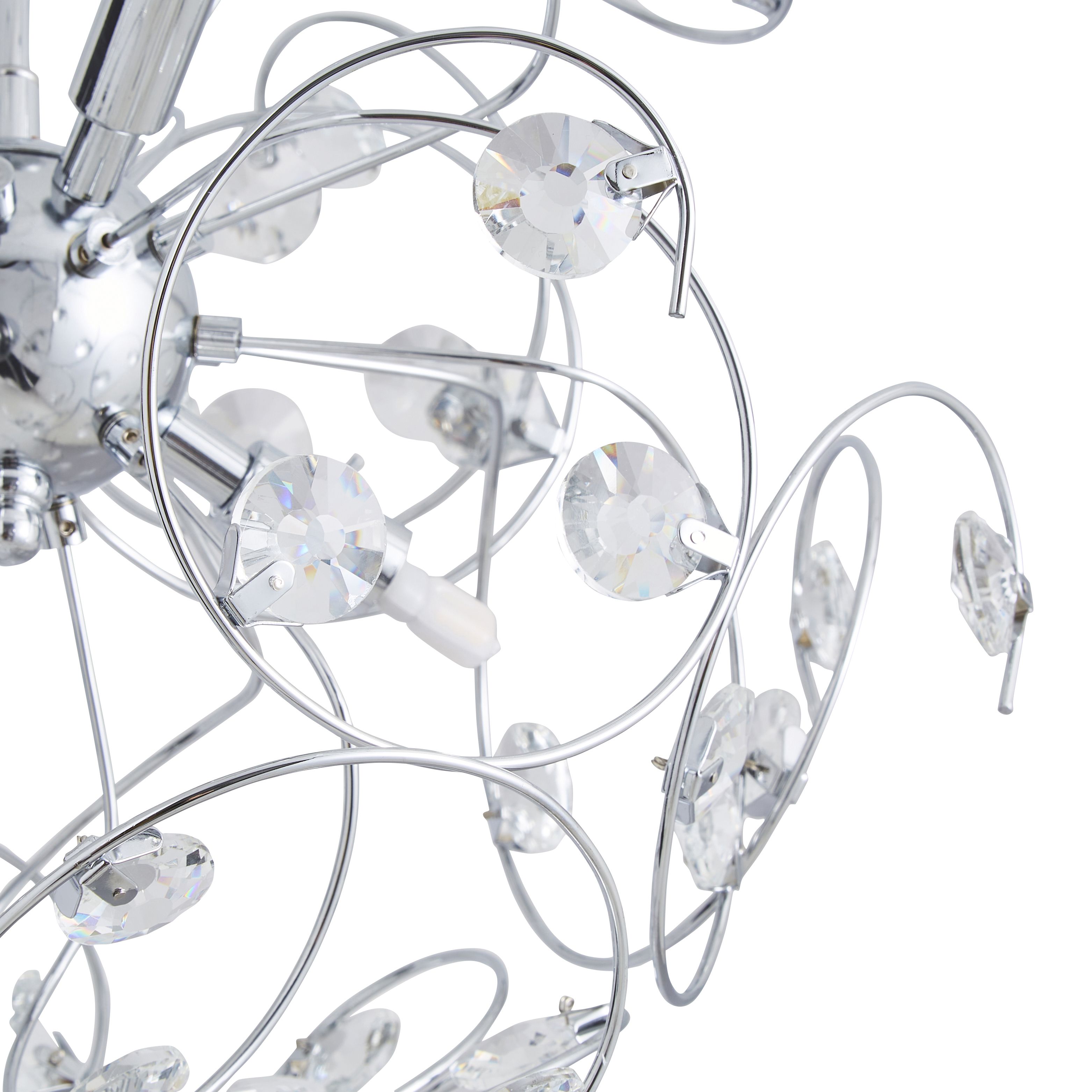 The Lighting Edit Tula Crystal spiral Glass & metal Chrome effect 4 Lamp LED Ceiling light