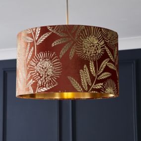 The Lighting Edit Varuna Orange Velvet effect Floral Light shade (D)40cm