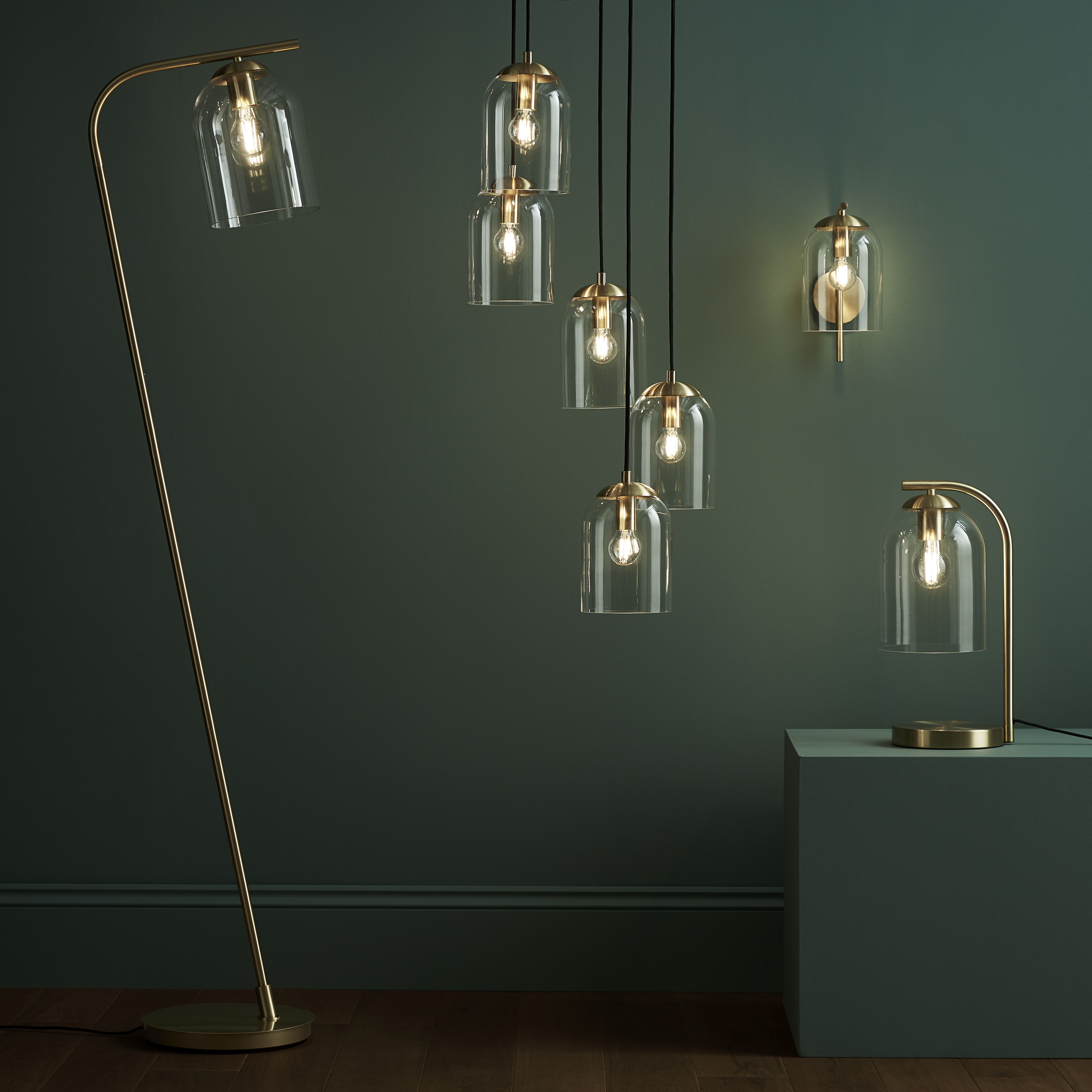 Thestias Satin Brass effect Wired Wall light
