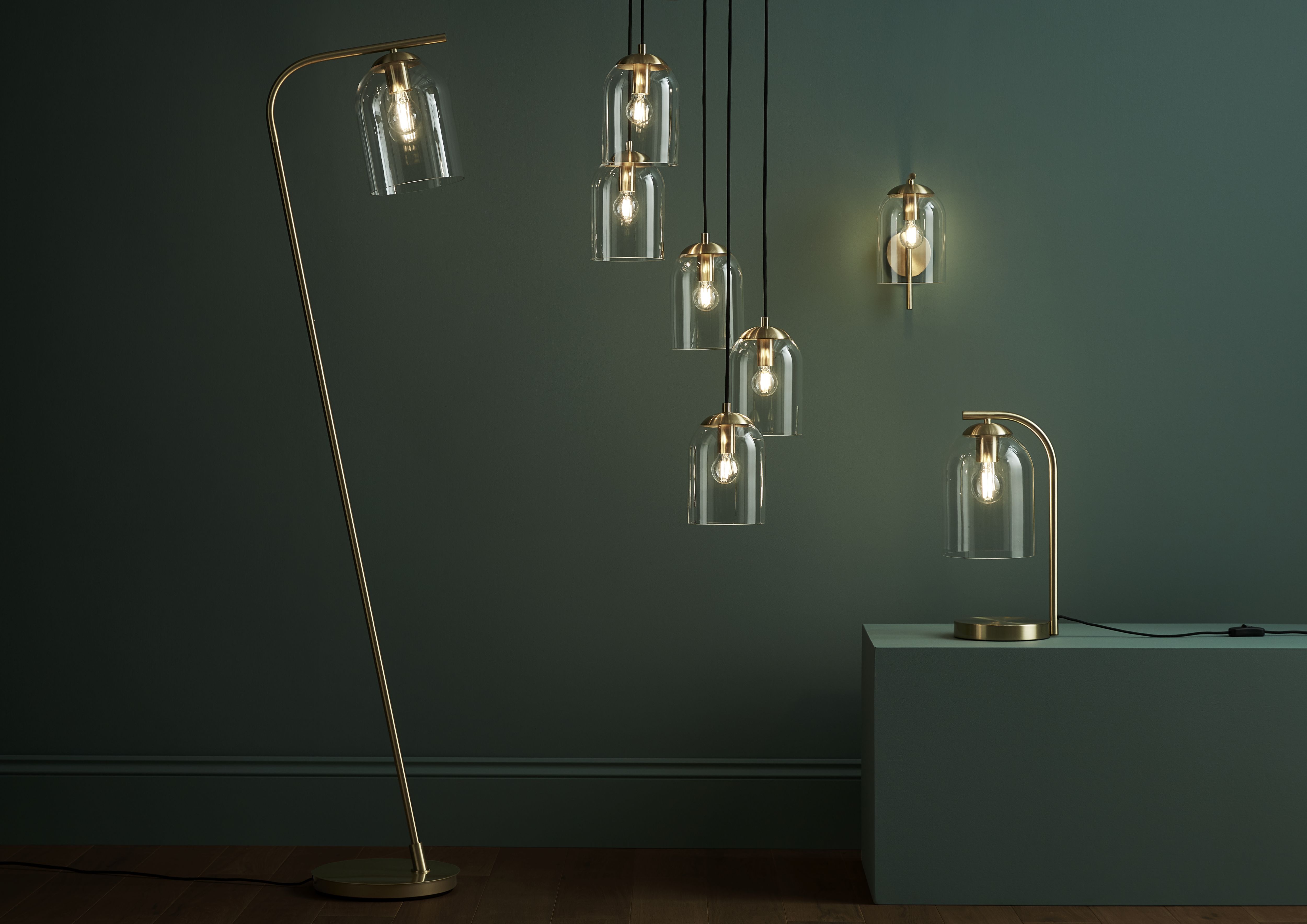 Thestias Satin Brass effect Wired Wall light