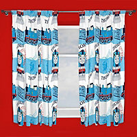 Thomas The Tank Engine Blue & white Unlined Pencil pleat Curtains (W)168cm (L)137cm, Pair